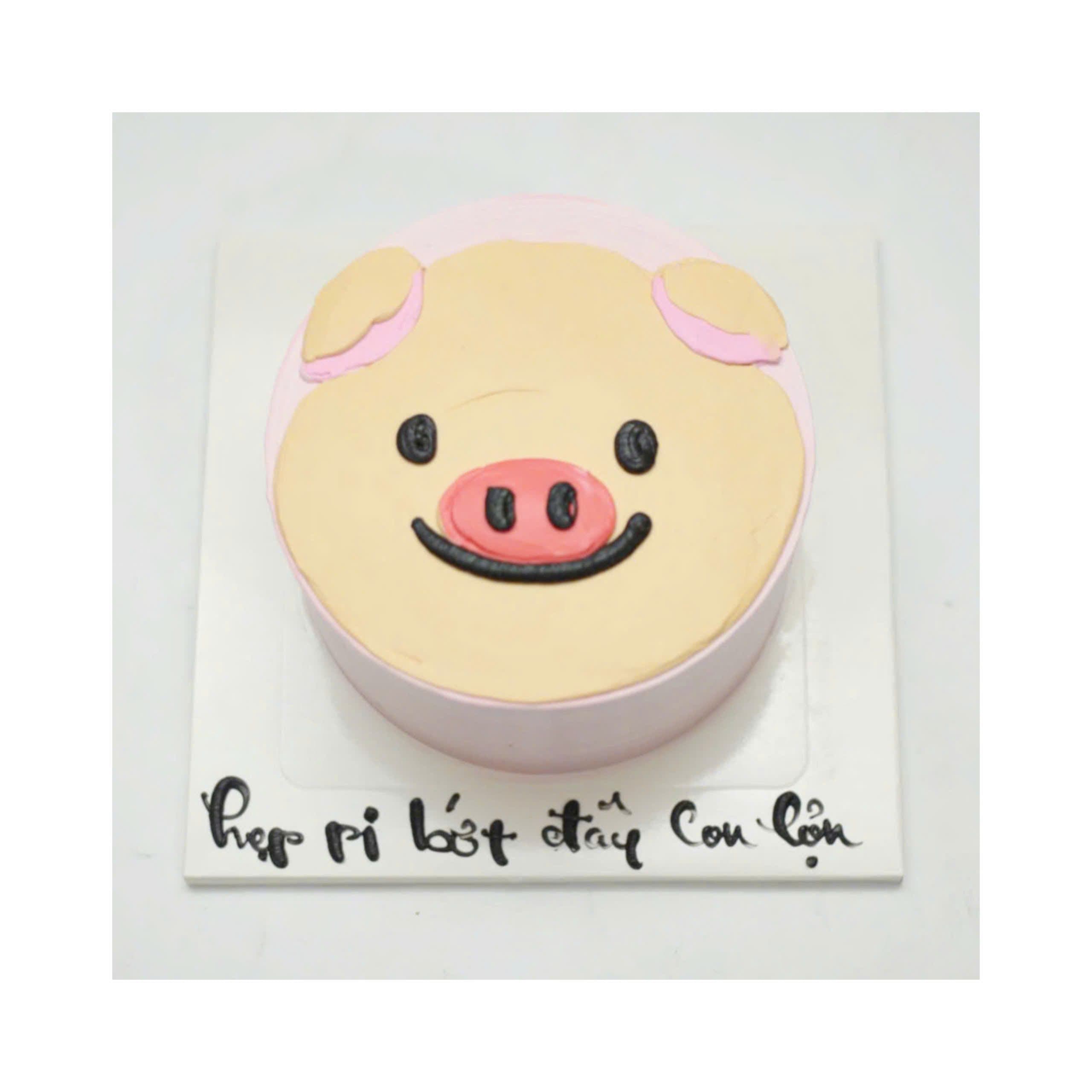 Bánh kem tạo hình mặt chú heo dễ thương