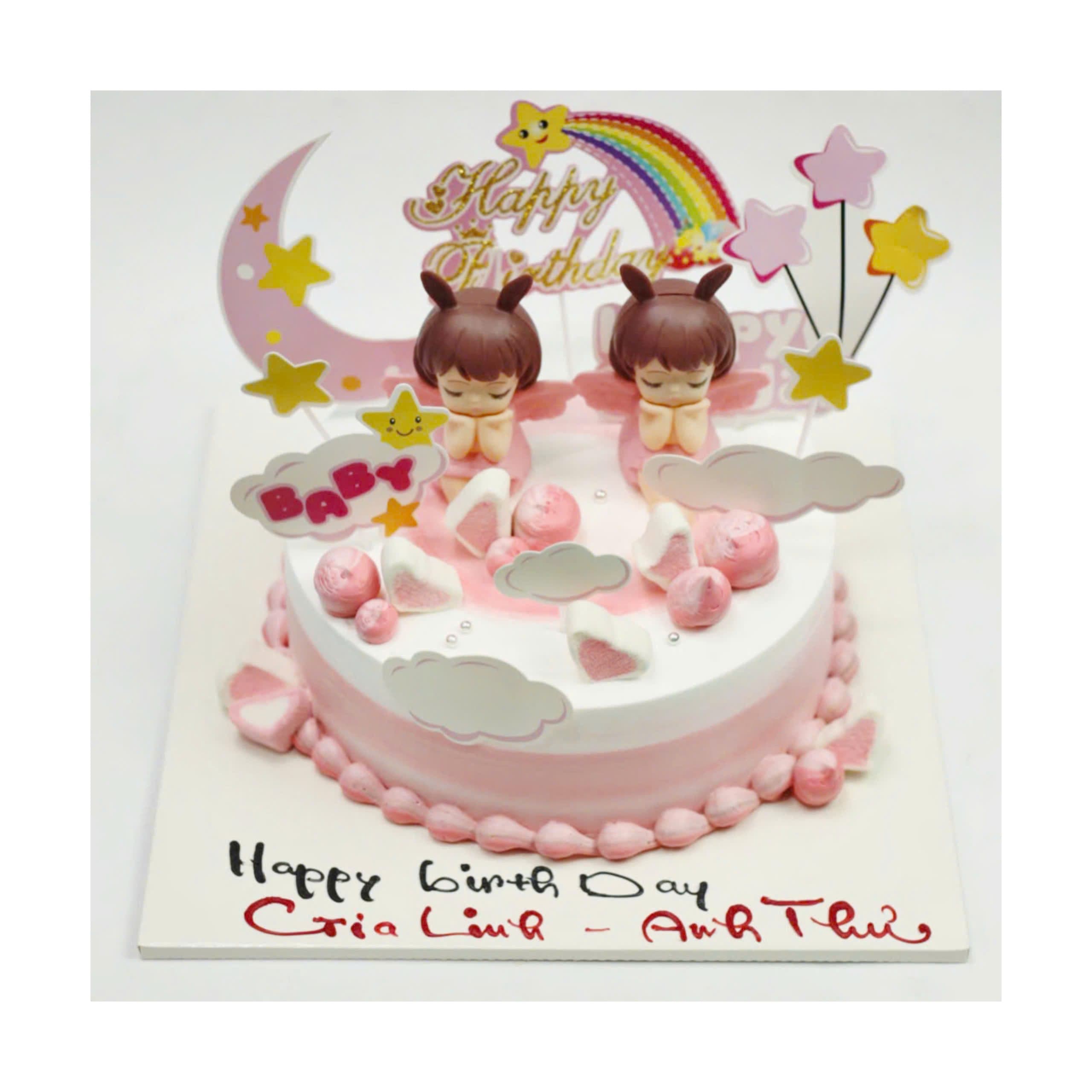 Bánh kem hai thiên thần nhỏ đáng yêu