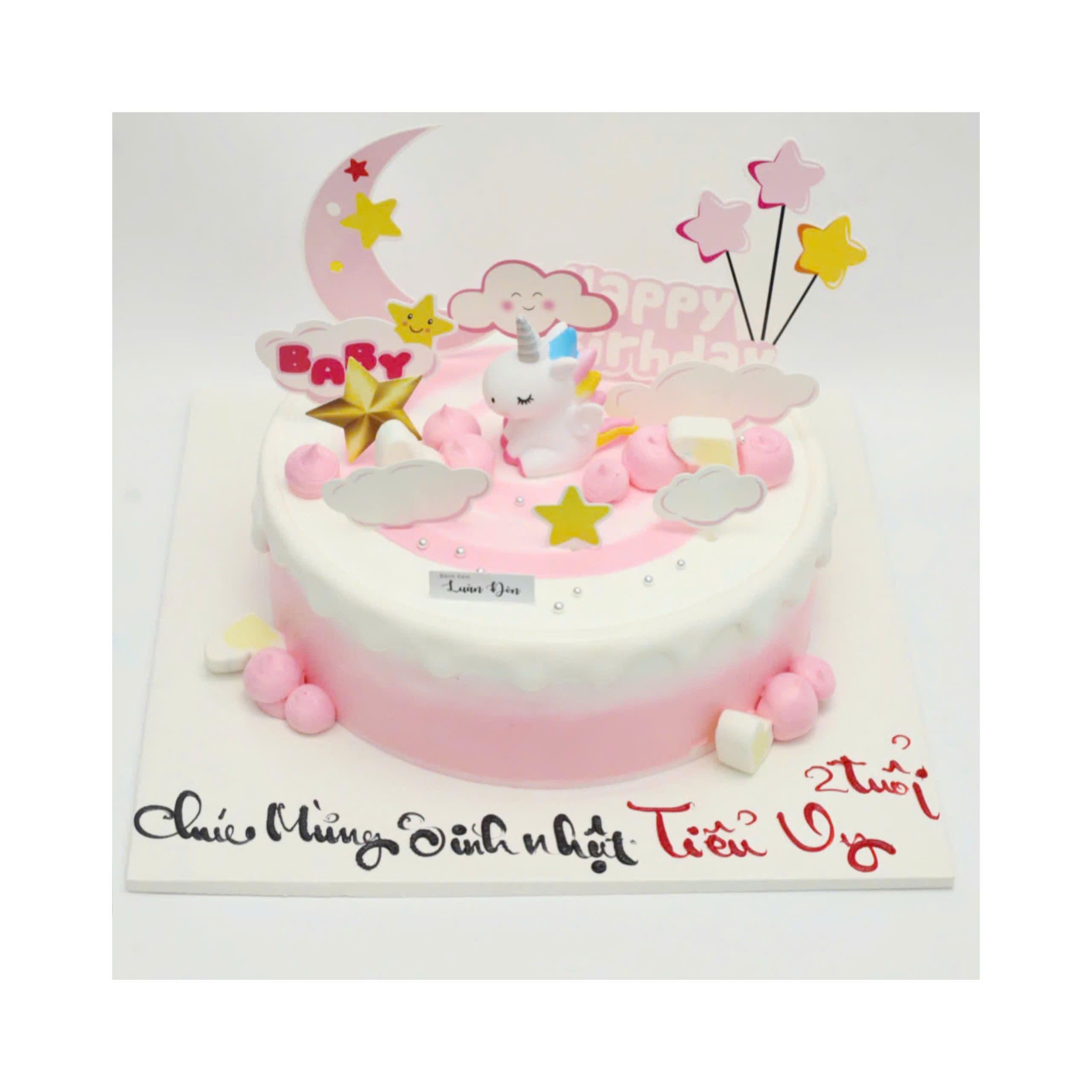 Bánh kem kỳ lân unicorn hồng mơ mộng