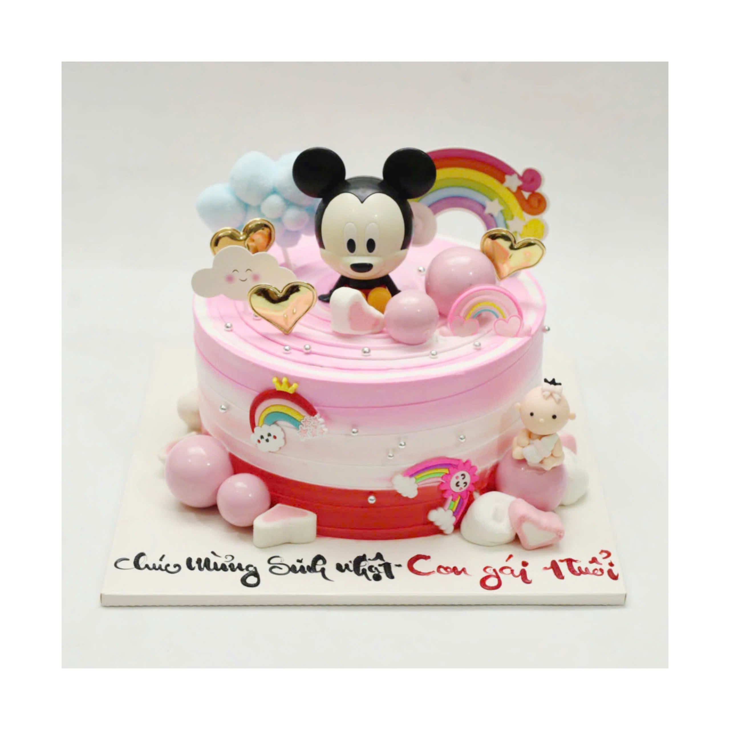Bánh kem Mickey hồng cho bé gái