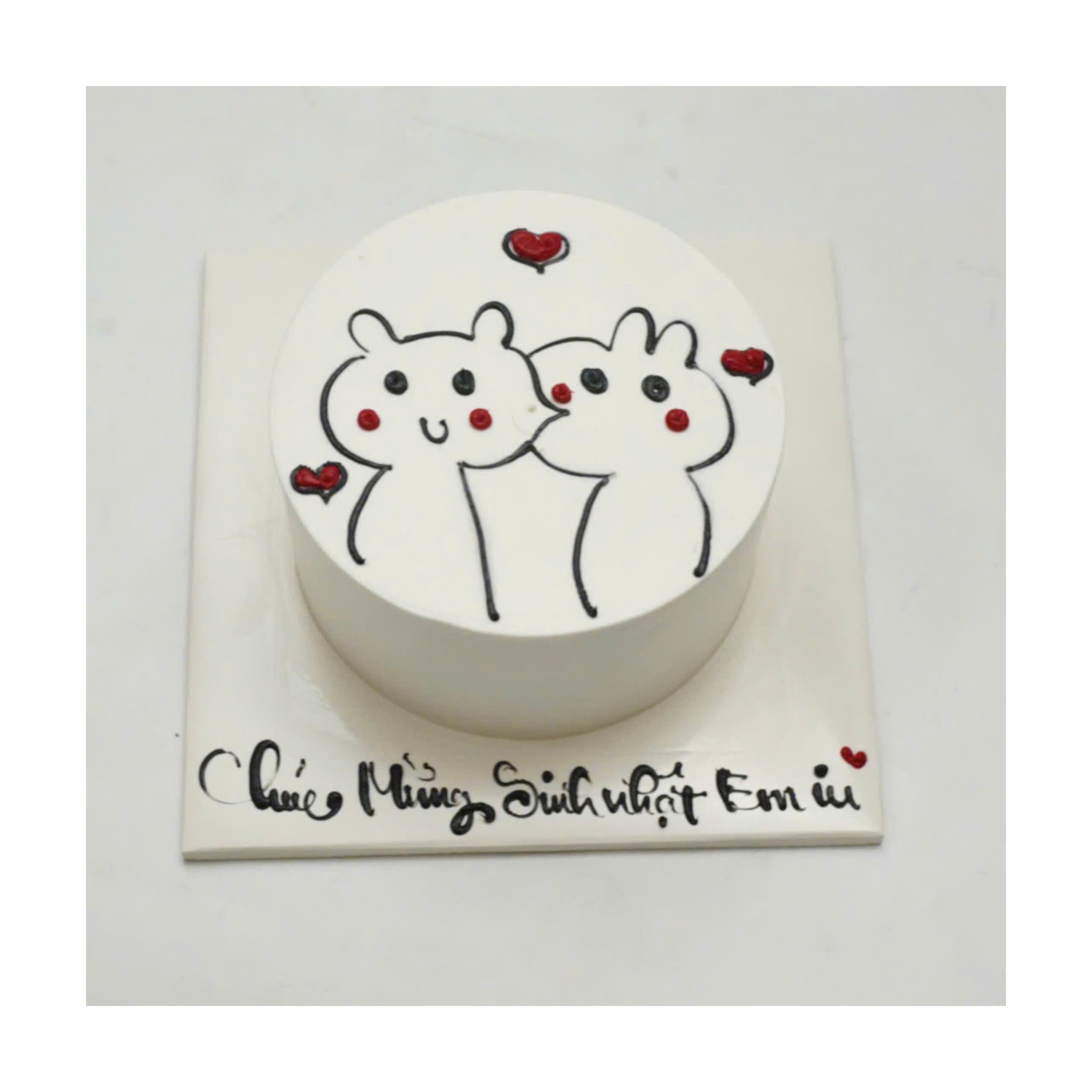 Bánh Vẽ Thỏ Đôi Đáng Yêu