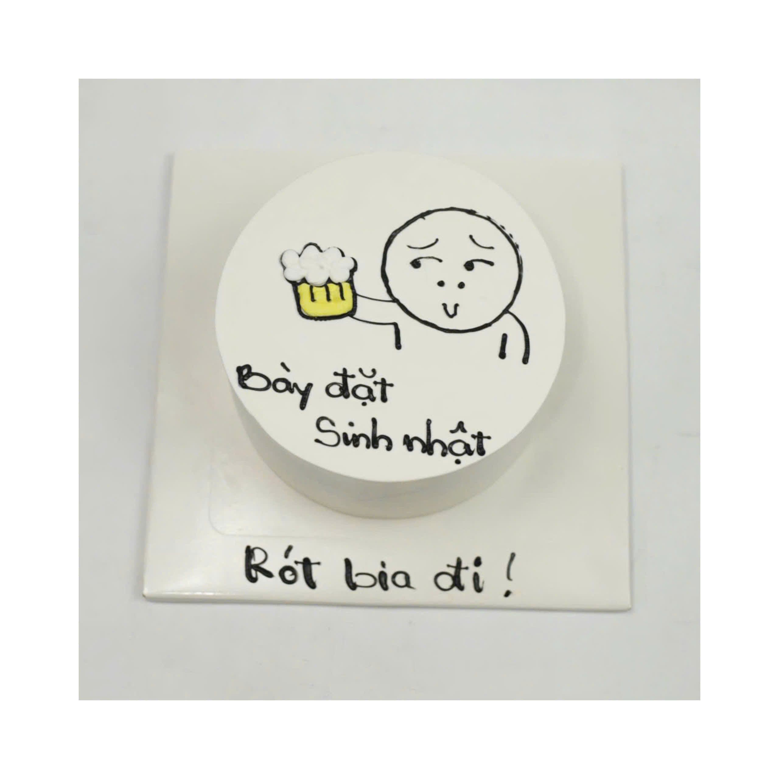 Bánh kem vẽ hình hài hước uống bia