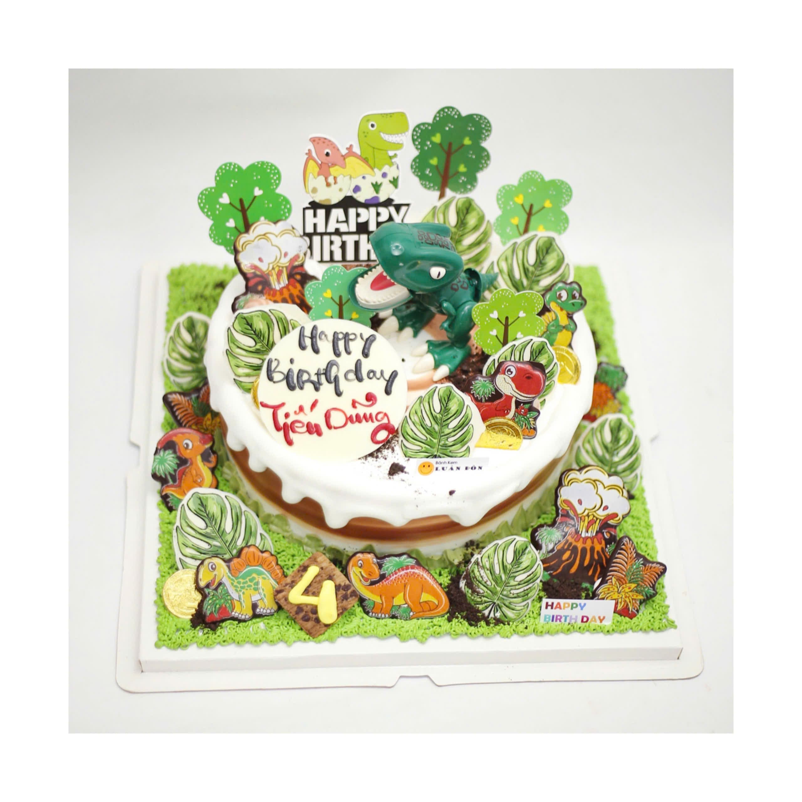 Bánh kem thế giới khủng long xanh ấn tượng