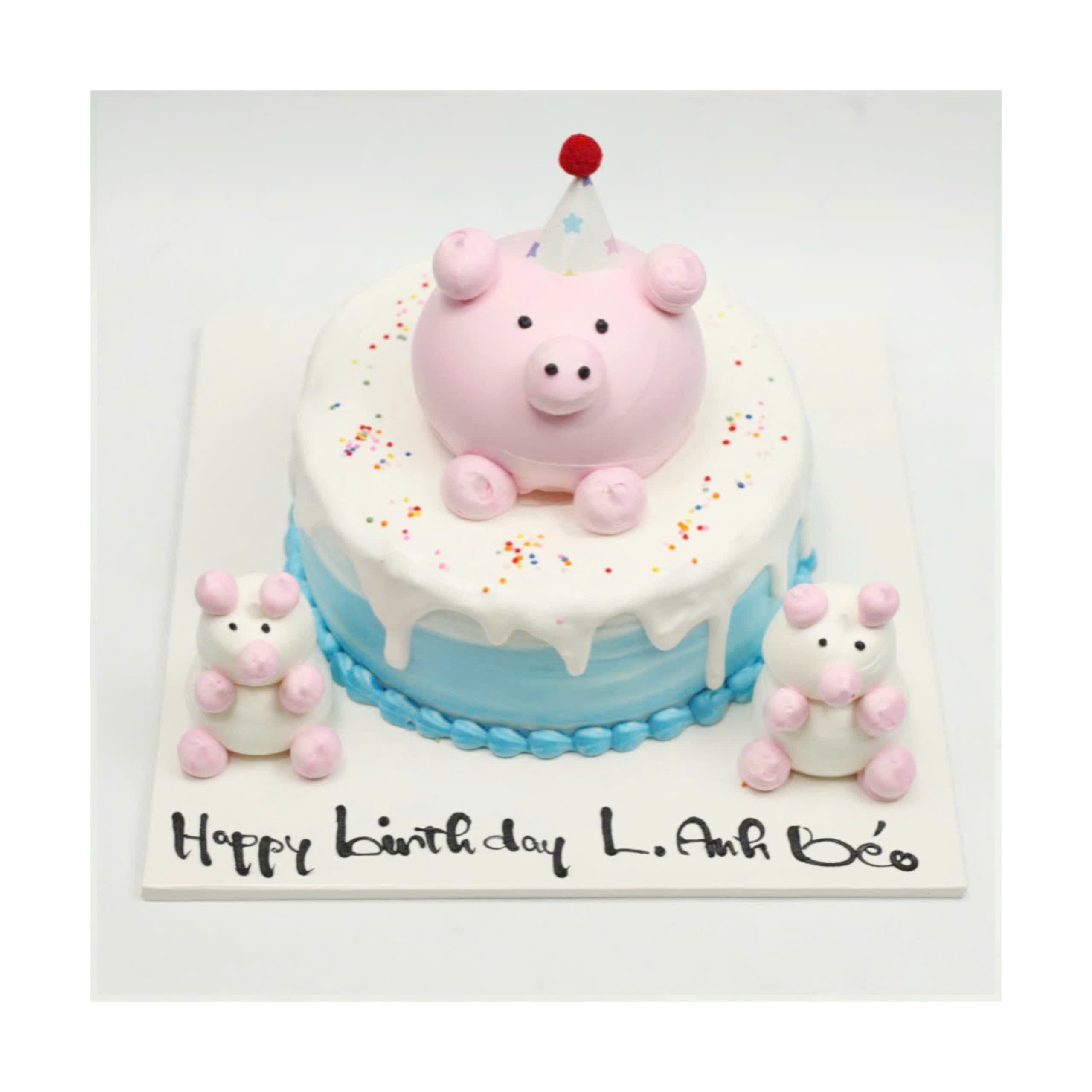 Bánh kem chú heo hồng dễ thương