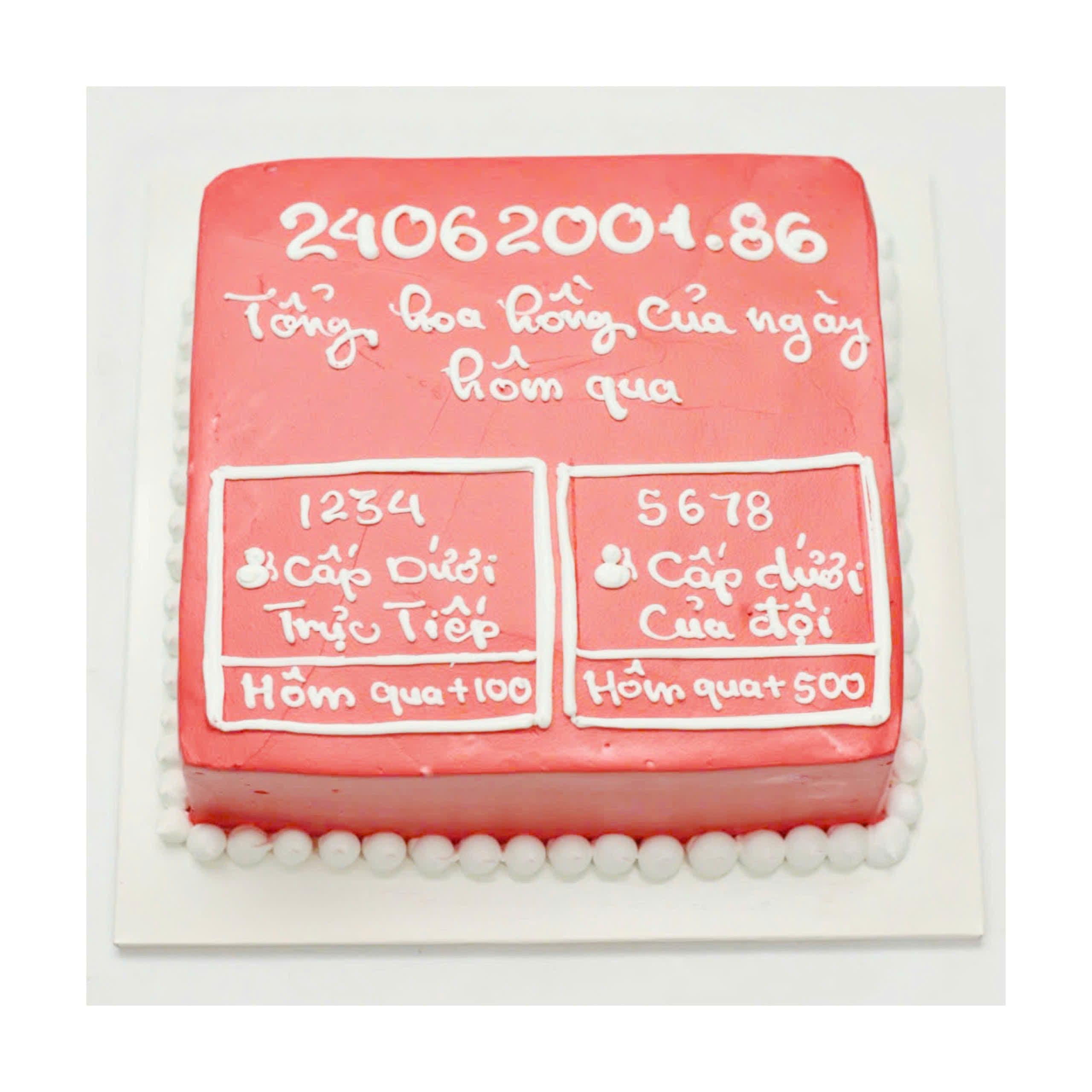 Bánh kem chúc mừng số liệu tài chính