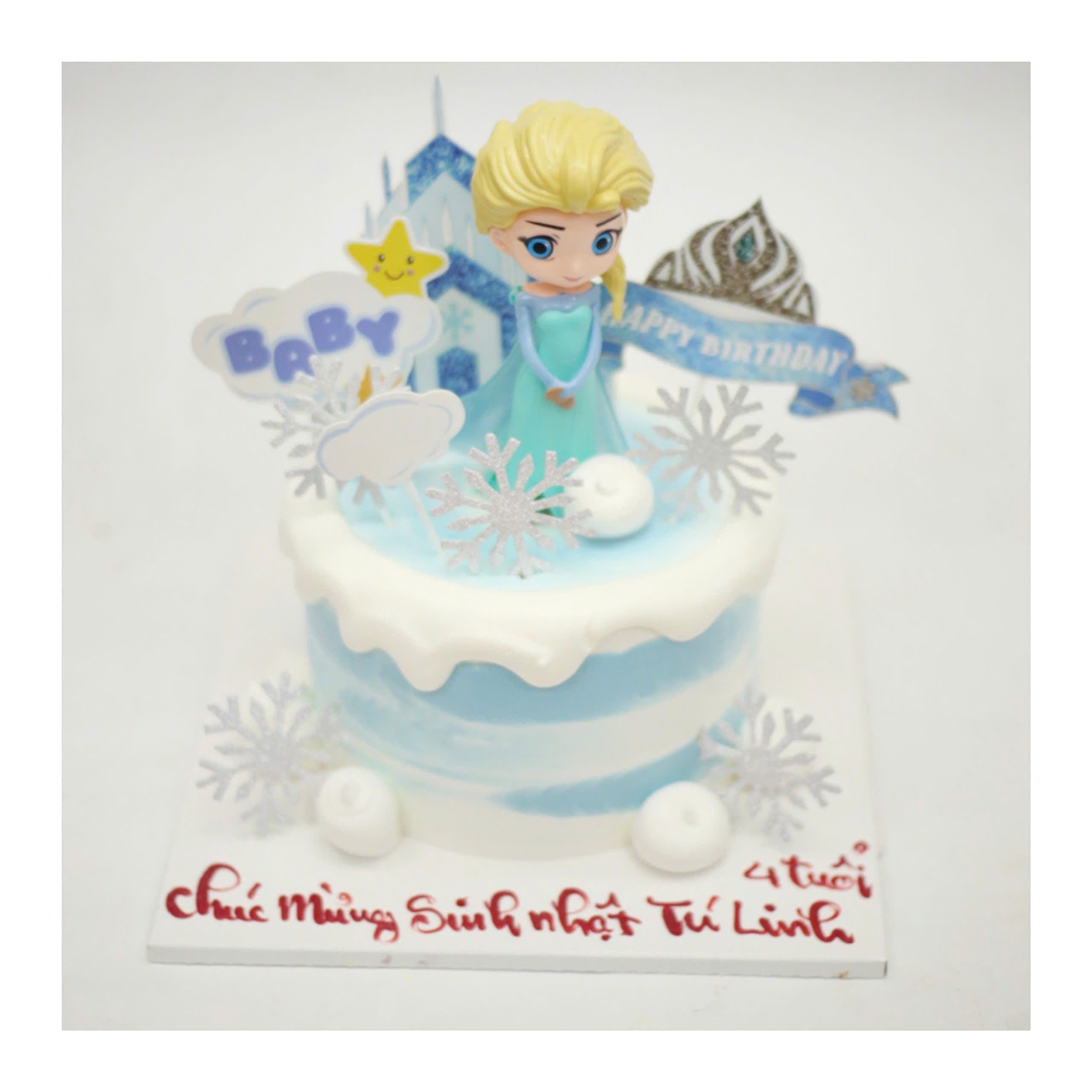 Bánh kem công chúa Elsa màu xanh dương