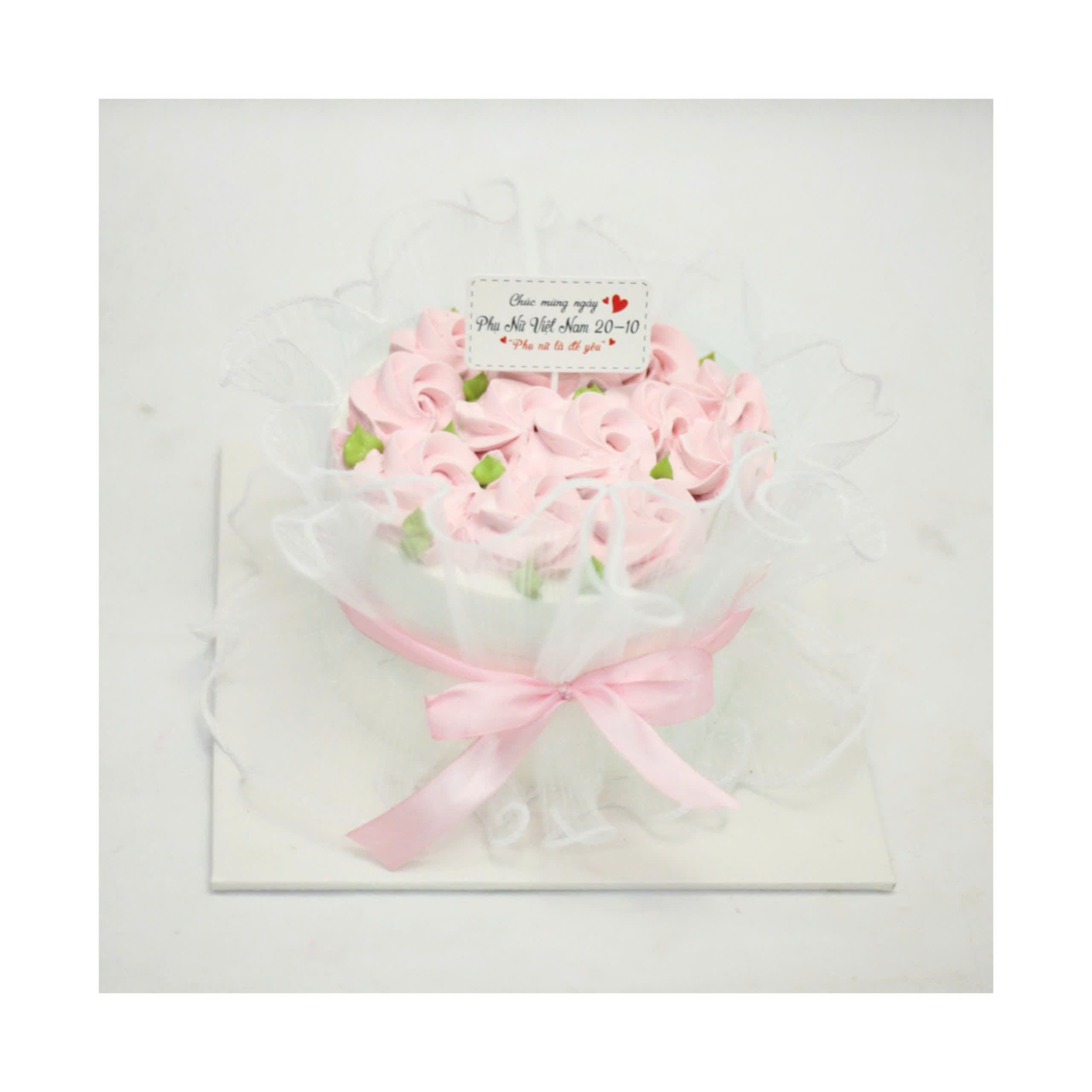 Bánh kem trang trí hoa hồng màu hồng