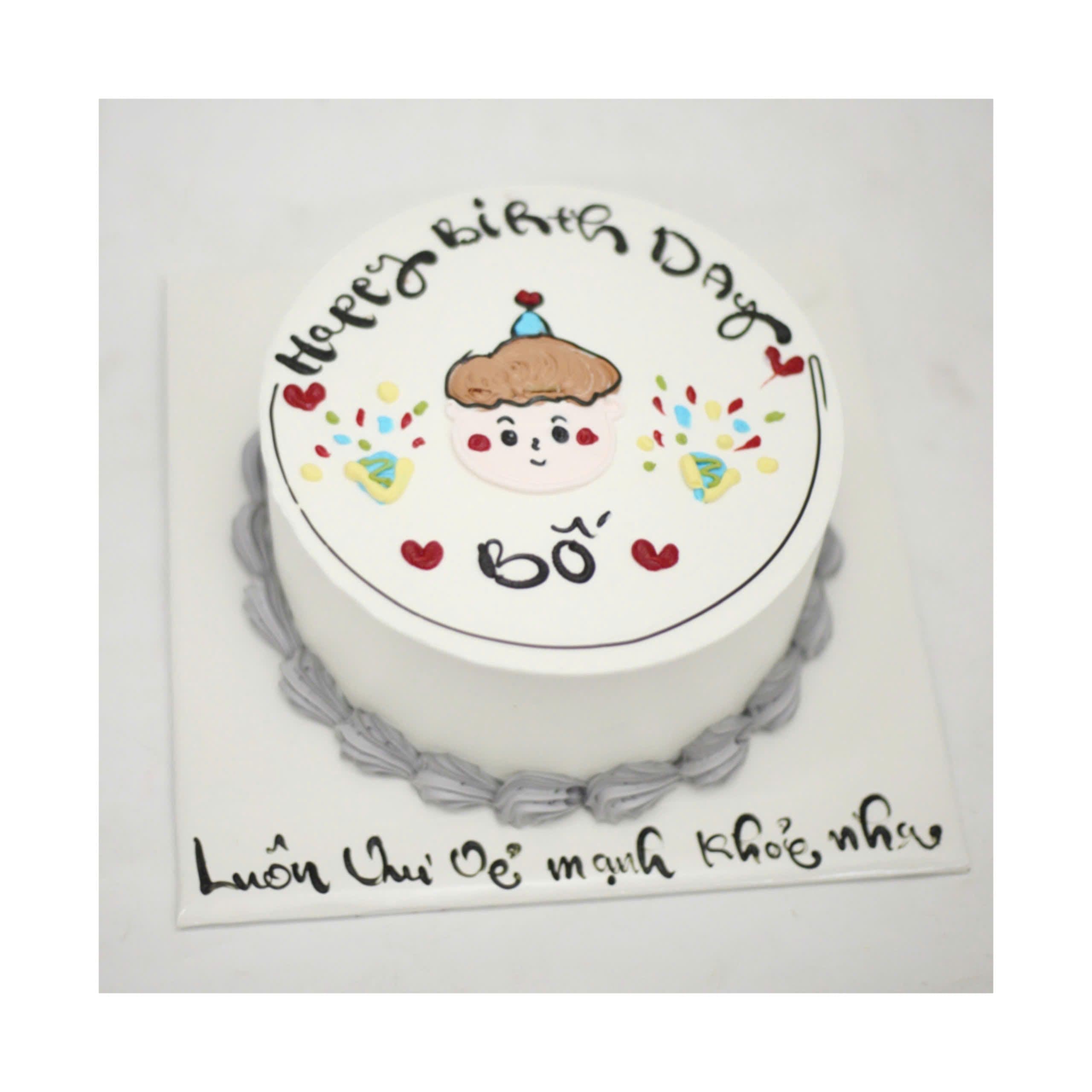 Bánh kem vẽ hình chân dung bố đáng yêu