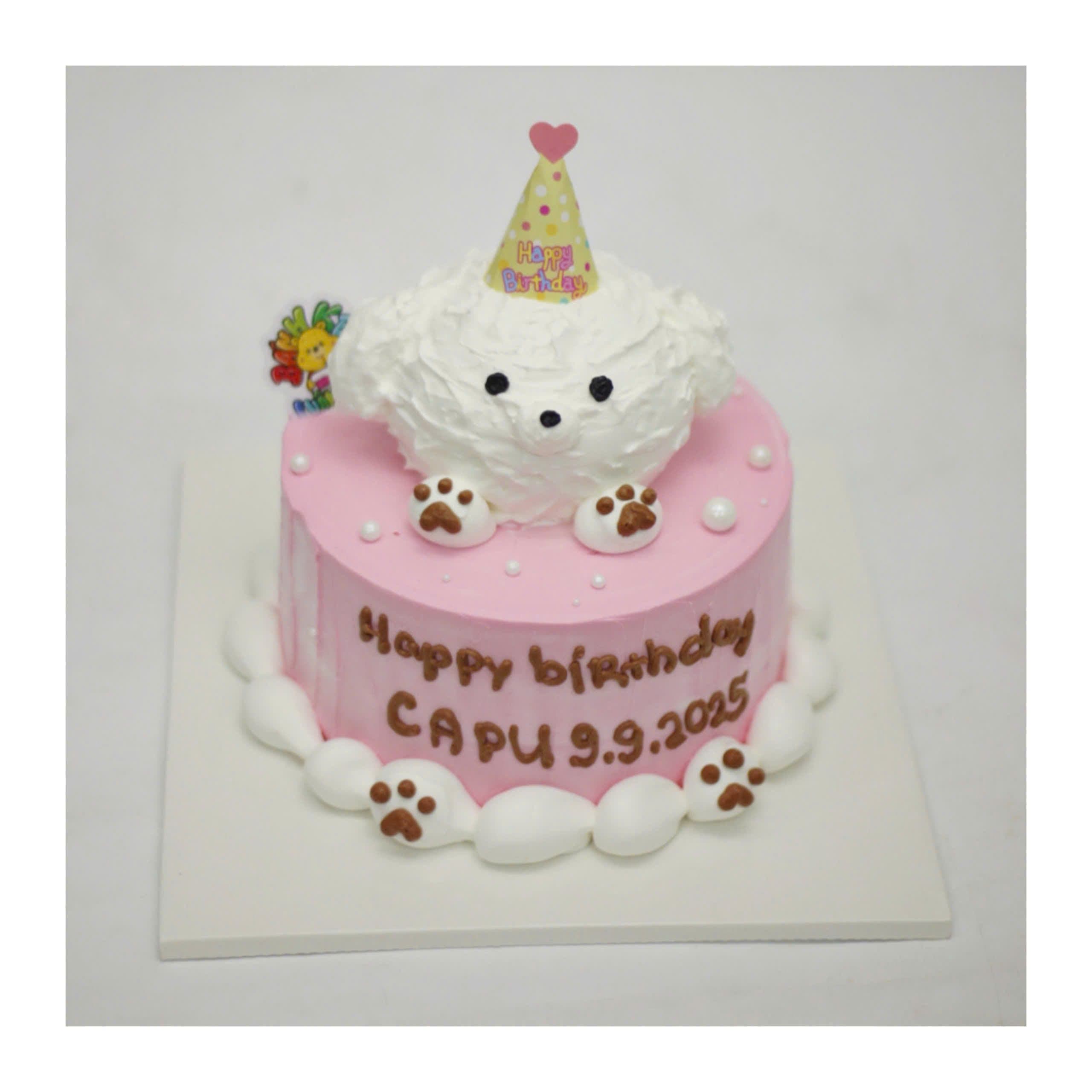 Bánh kem tạo hình chú chó trắng dễ thương