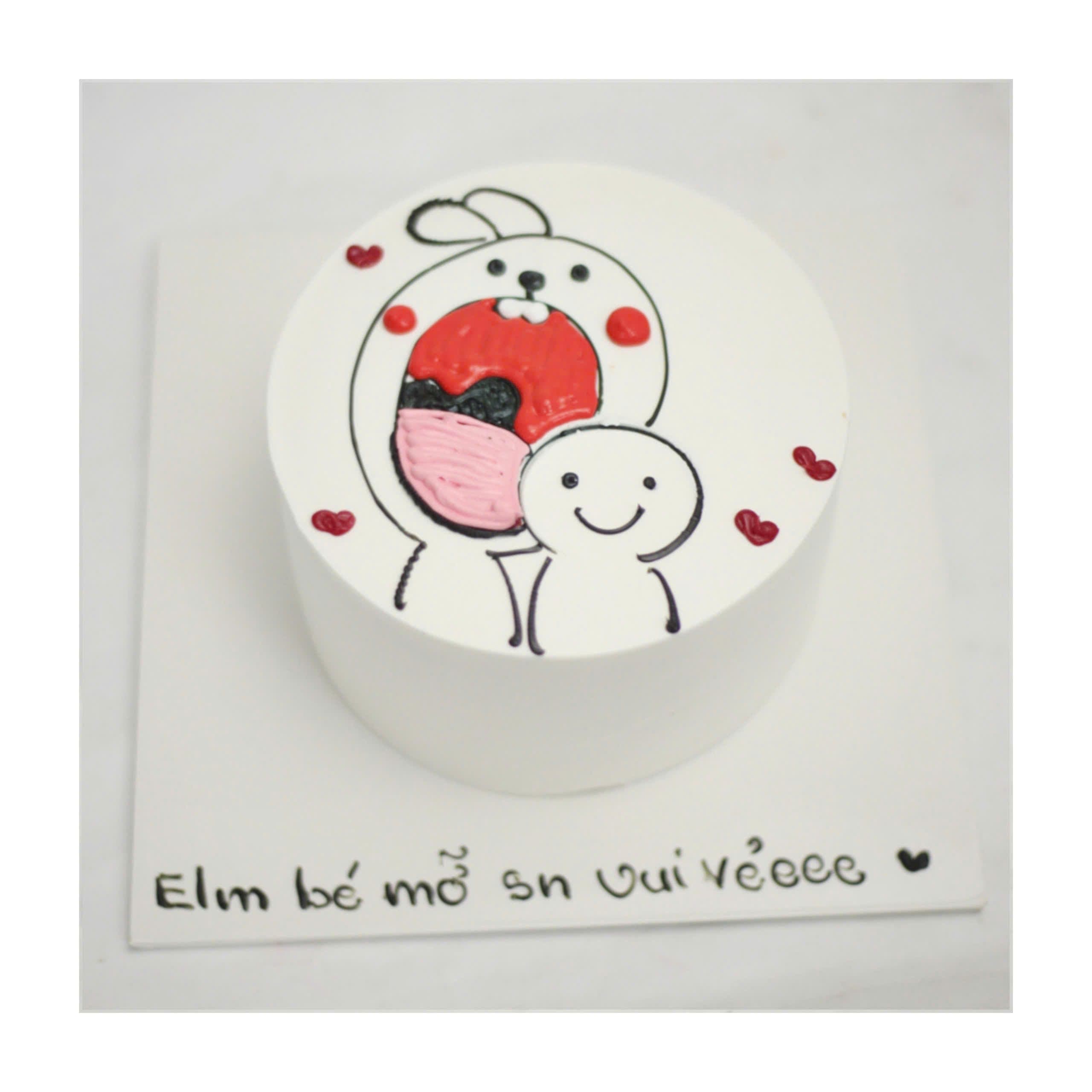 Bánh kem vẽ hình chú thỏ ngộ nghĩnh