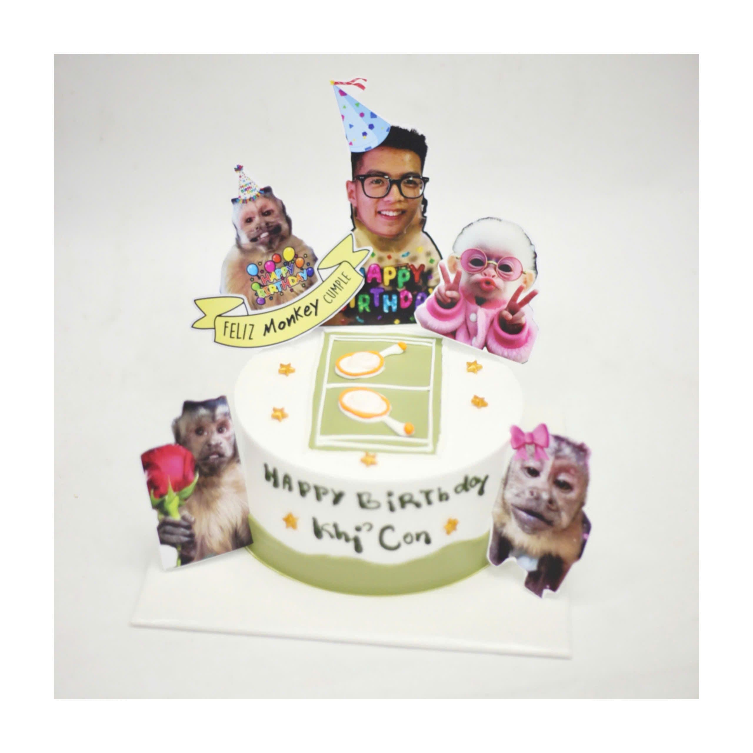Bánh sinh nhật hình chú khỉ tinh nghịch