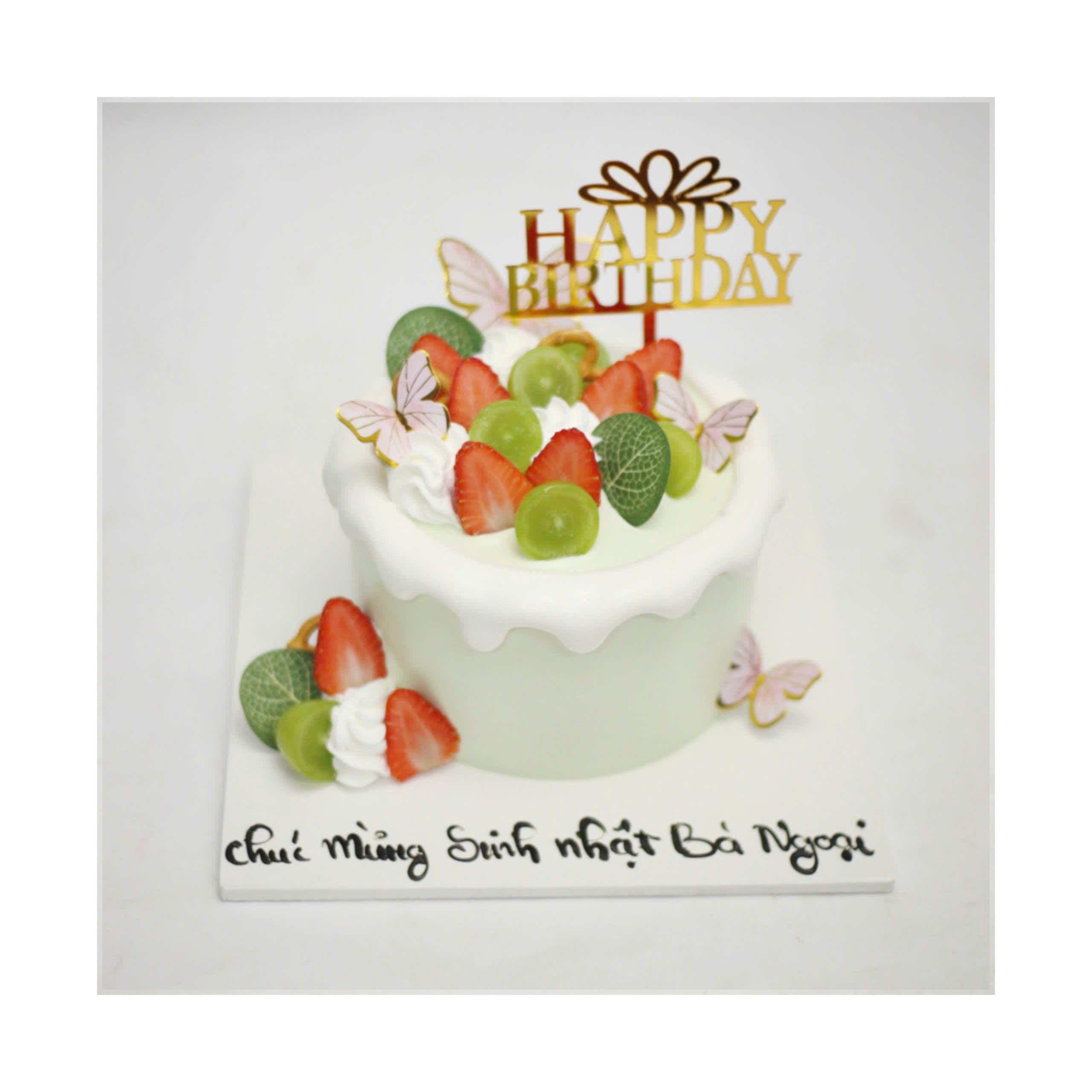 Bánh kem xanh pastel trang trí bướm