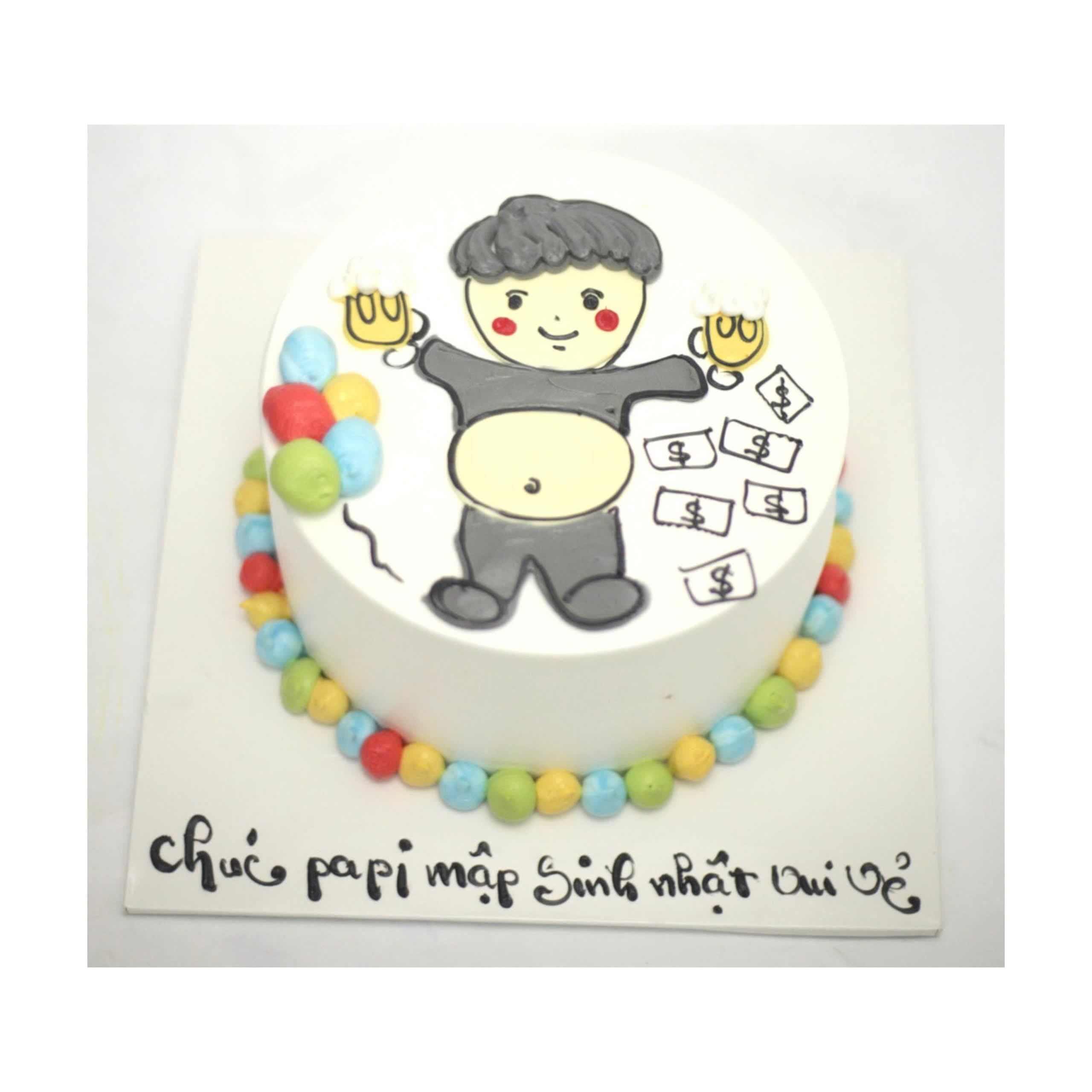 Bánh kem vẽ hình papi mập vui nhộn