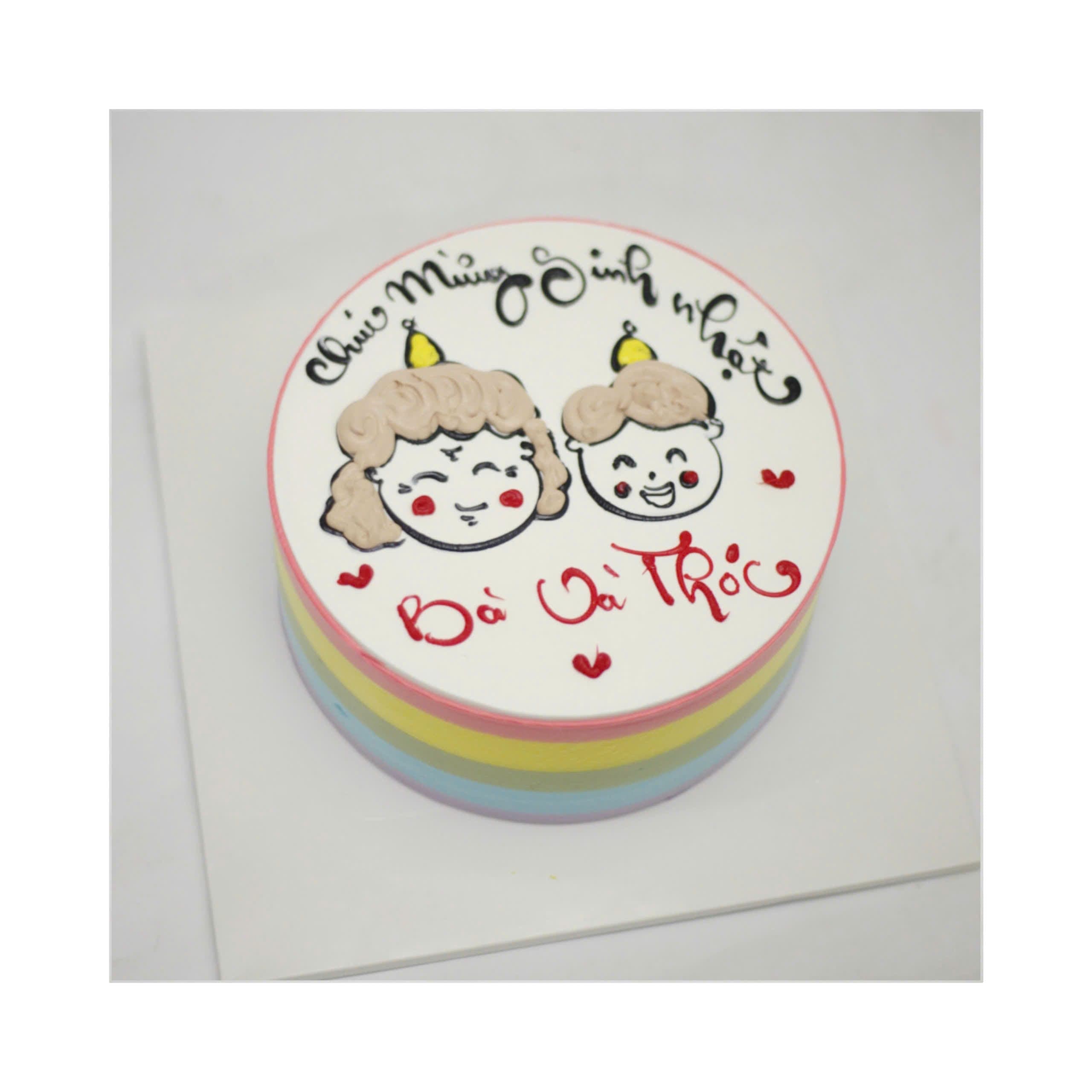 Bánh kem vẽ hình gia đình hạnh phúc