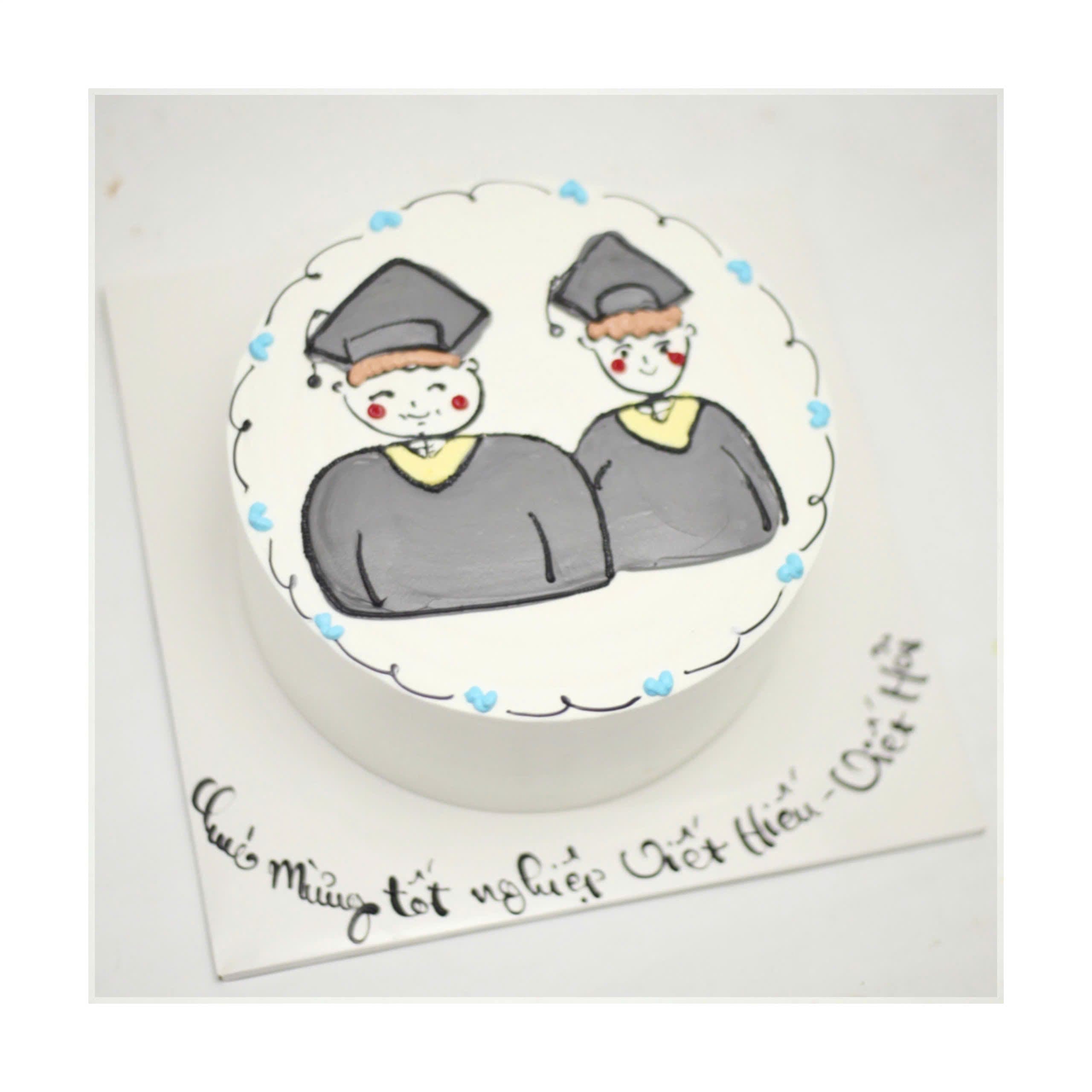 Bánh kem vẽ hình nam sinh tốt nghiệp