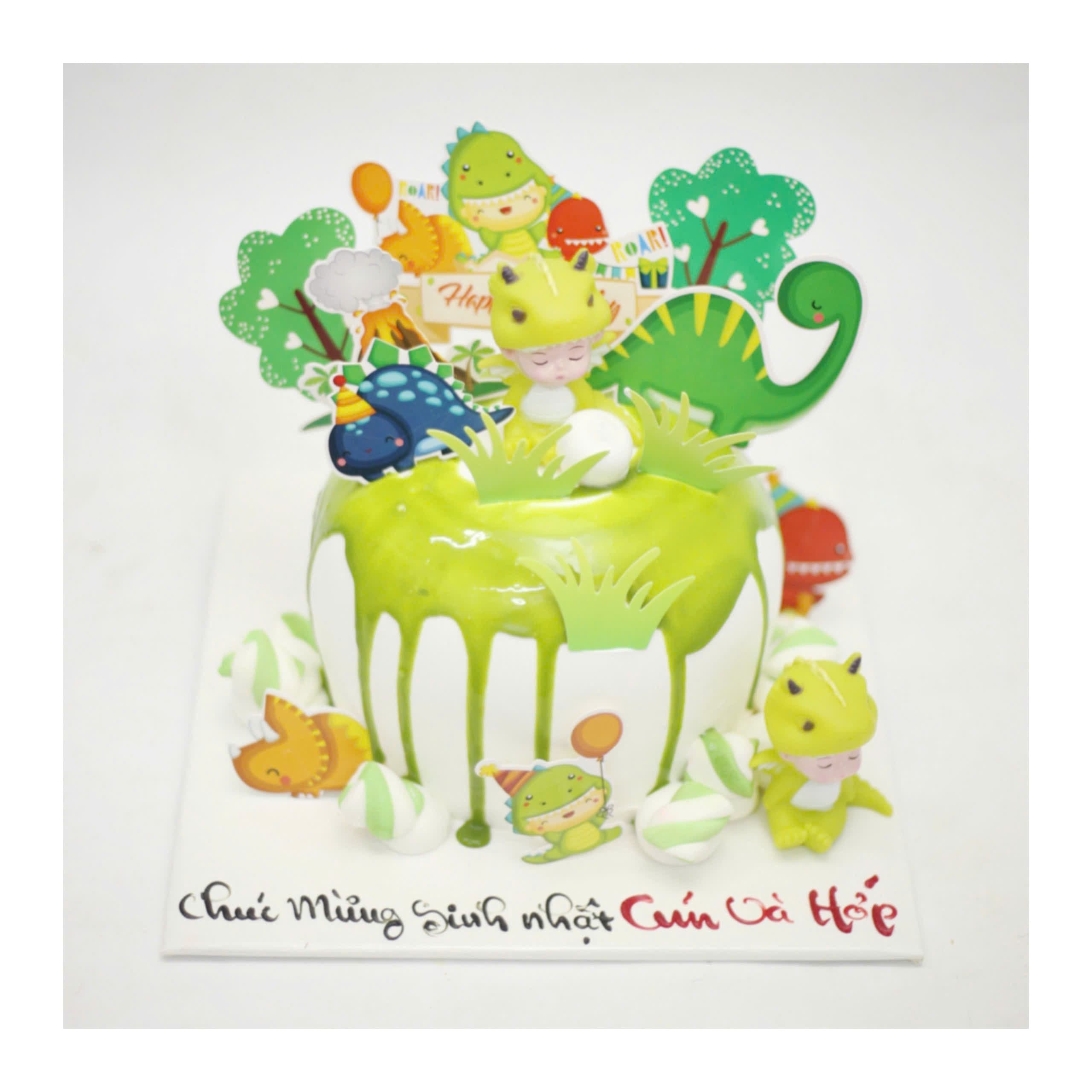 Bánh sinh nhật khủng long xanh ngộ nghĩnh