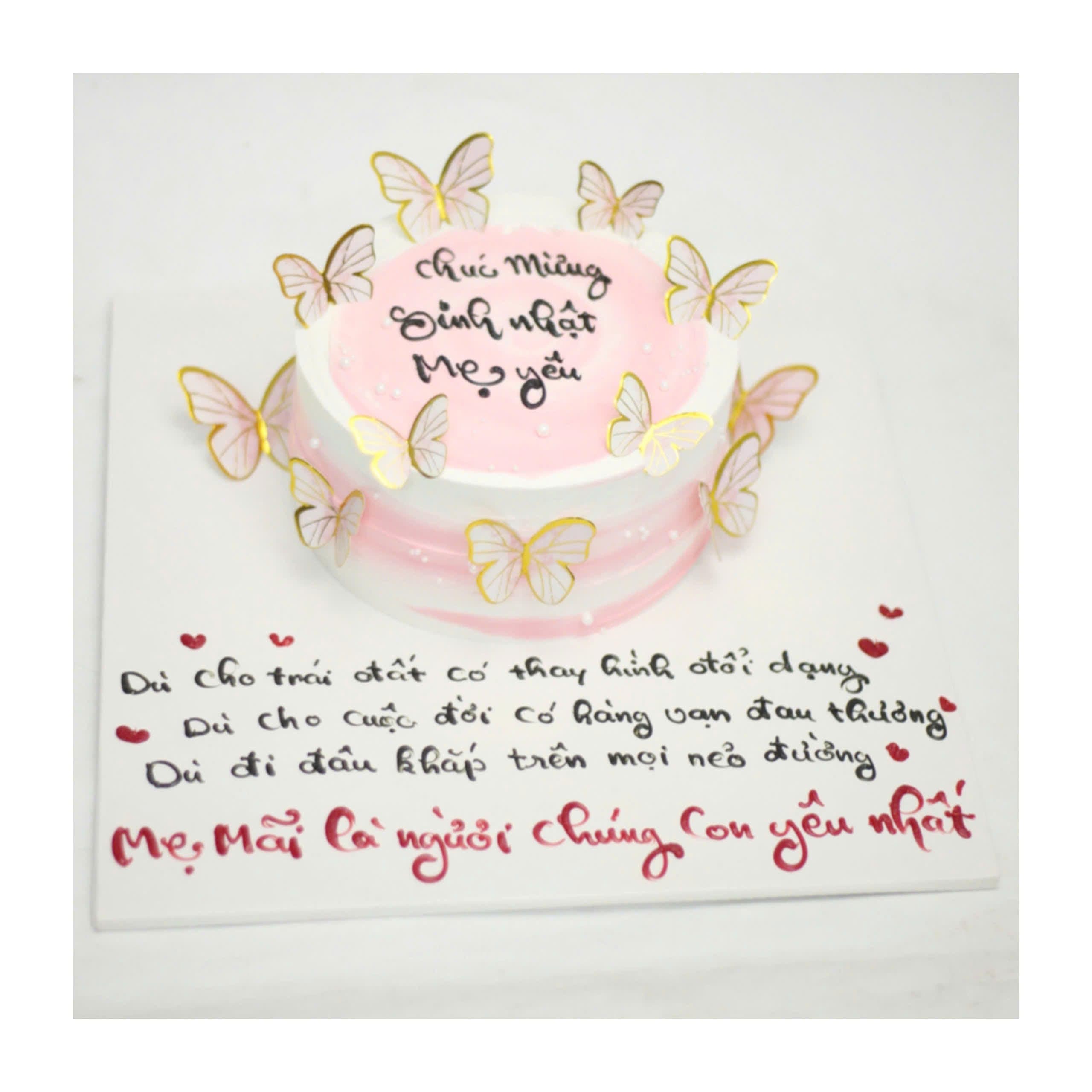 Bánh kem sinh nhật mẹ yêu cánh bướm