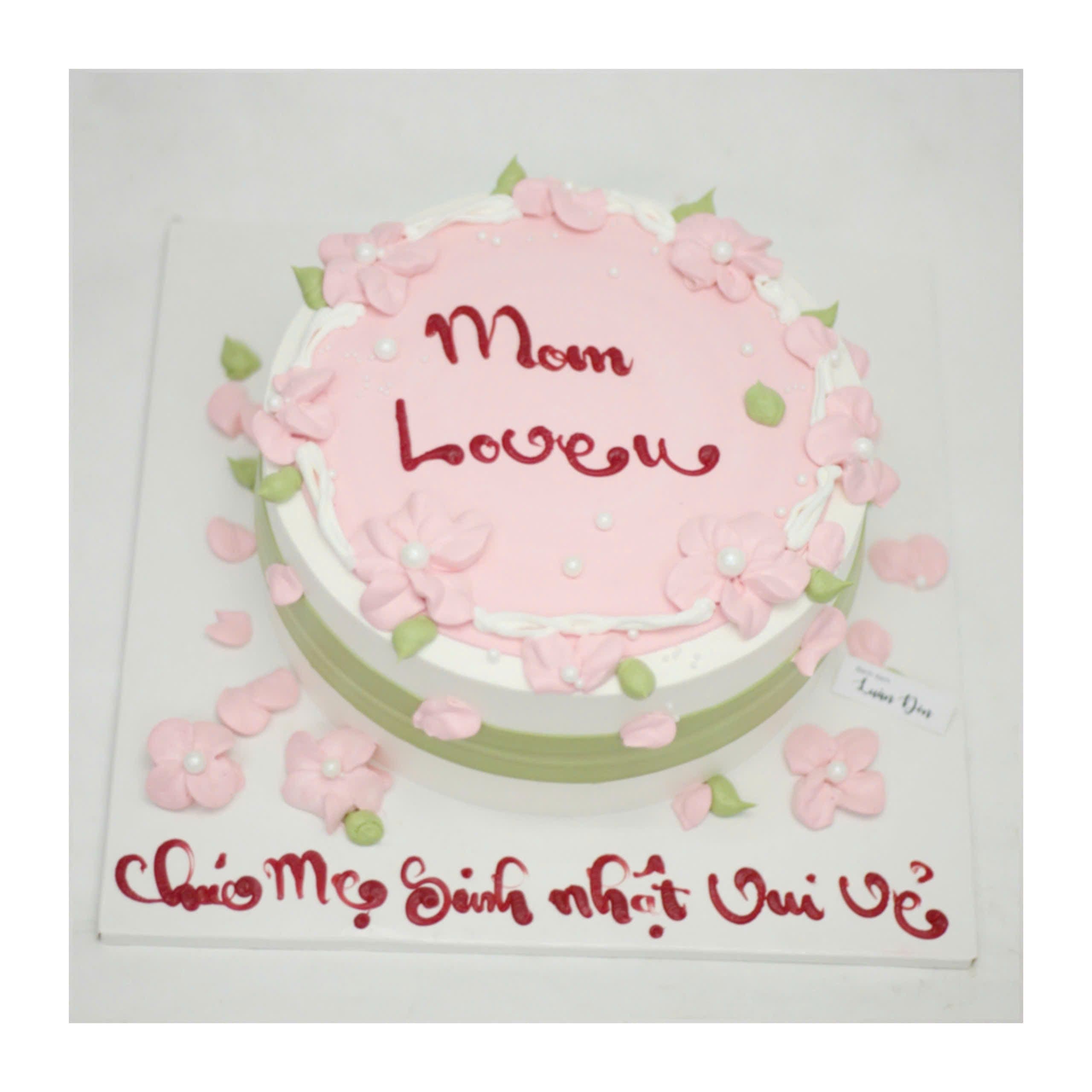 Bánh kem hoa hồng hồng tặng mẹ yêu