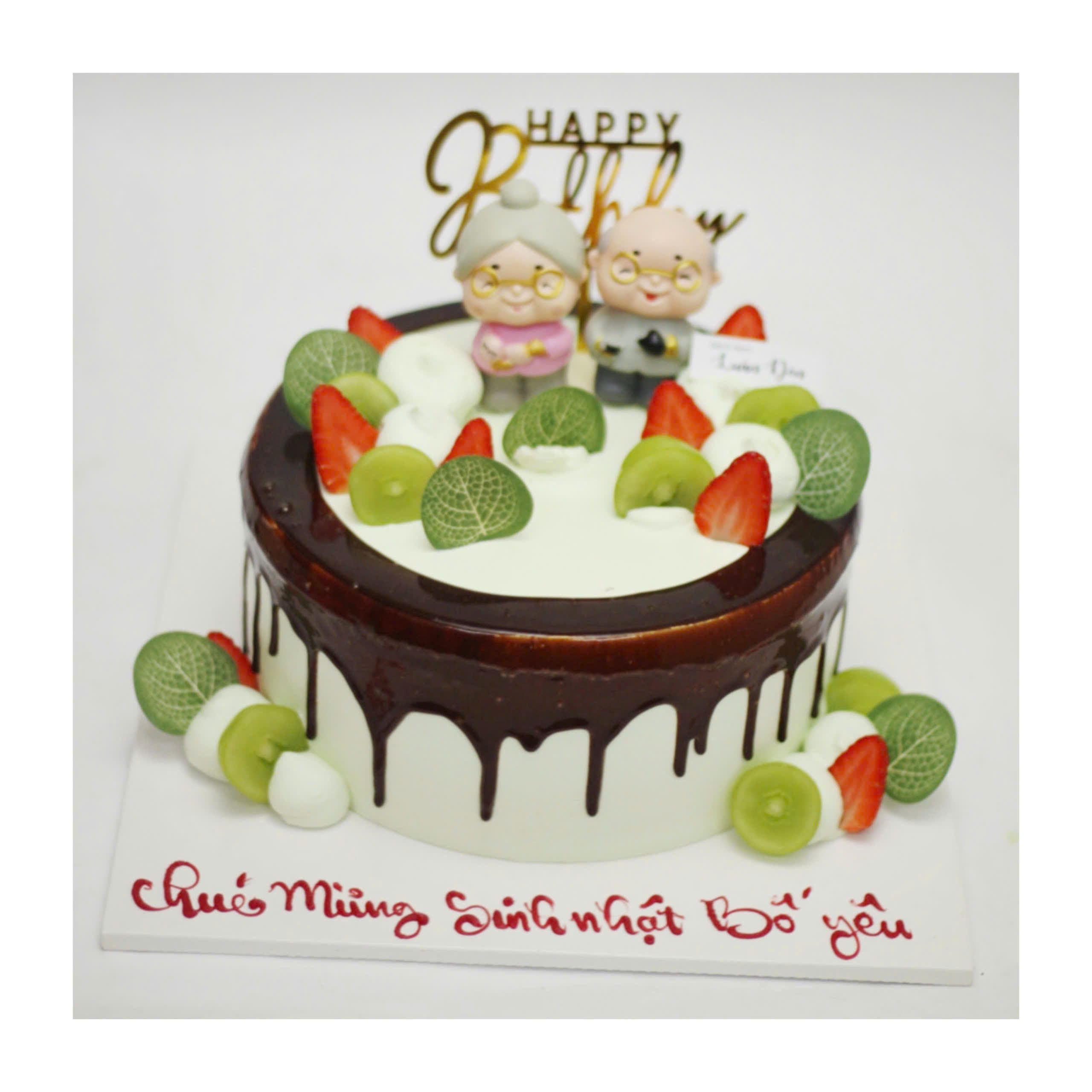 Bánh kem socola chảy mừng thọ bố mẹ