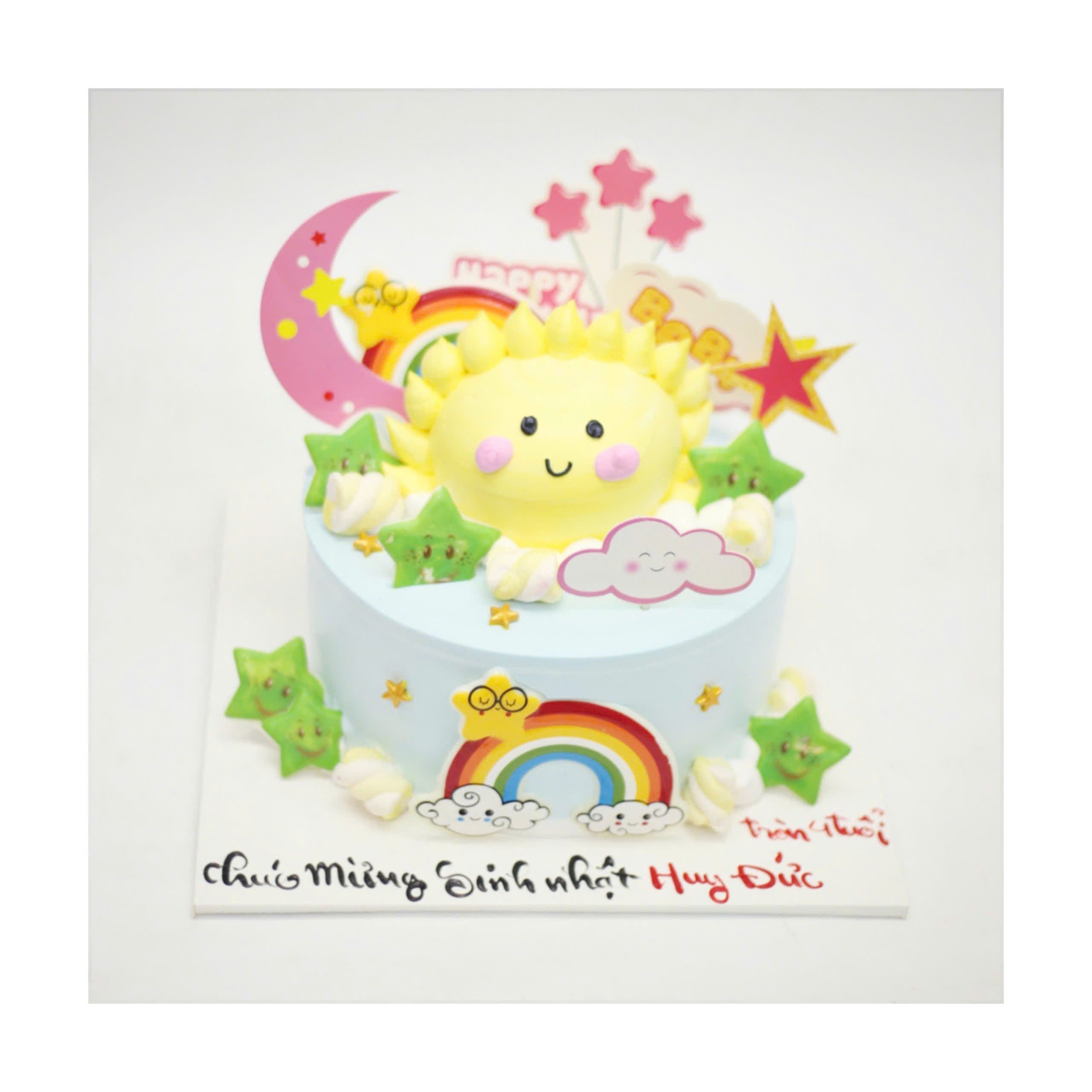 Bánh kem mặt trời và cầu vồng rực rỡ