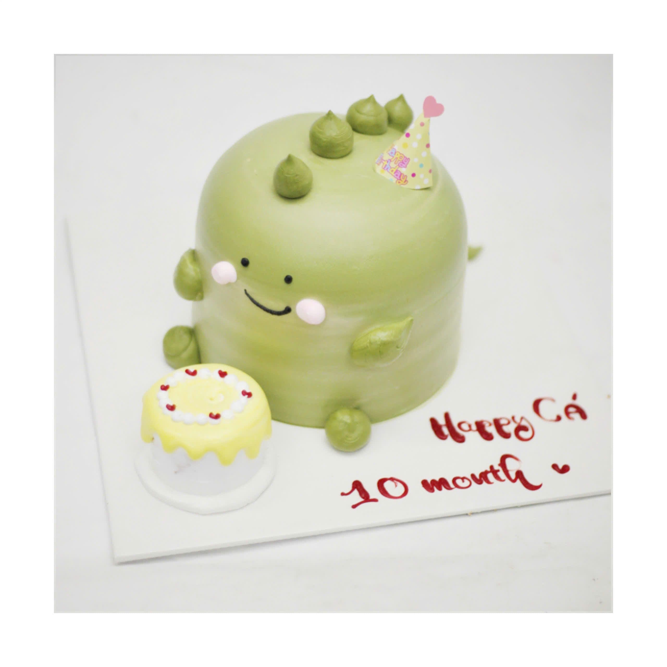 Bánh kem chú khủng long xanh đáng yêu