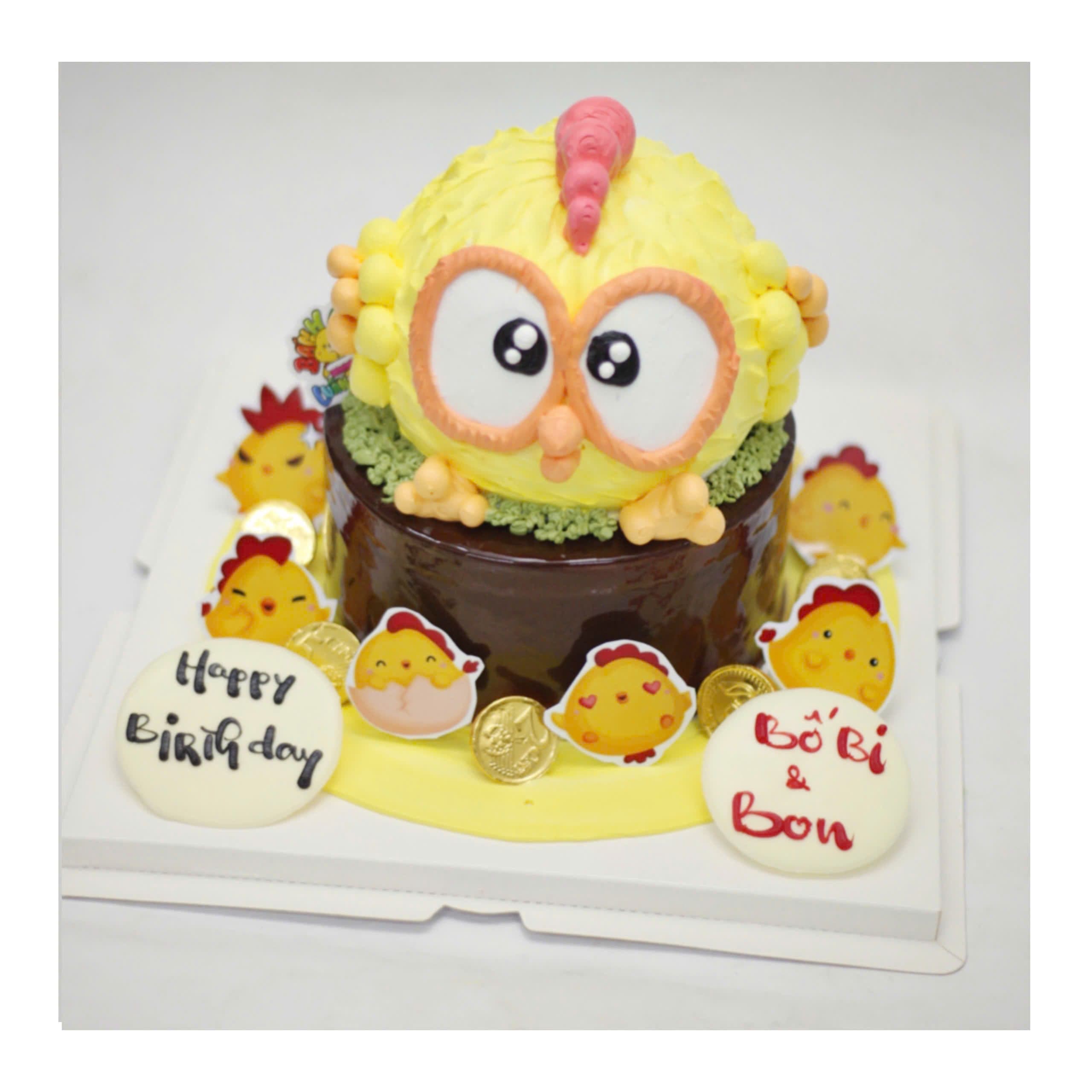 Bánh sinh nhật con gà vàng đáng yêu