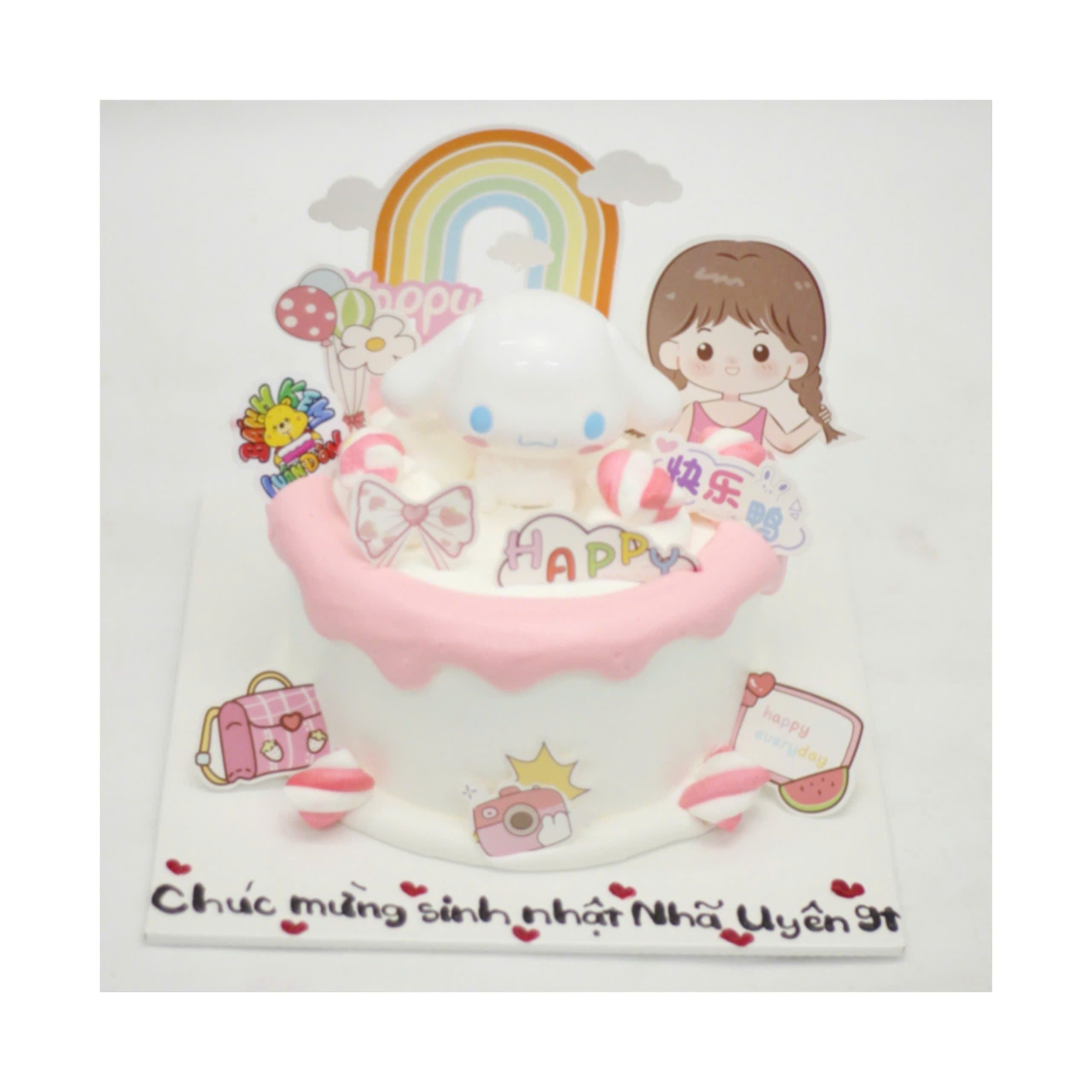 Bánh kem Cinnamoroll hồng trắng dễ thương