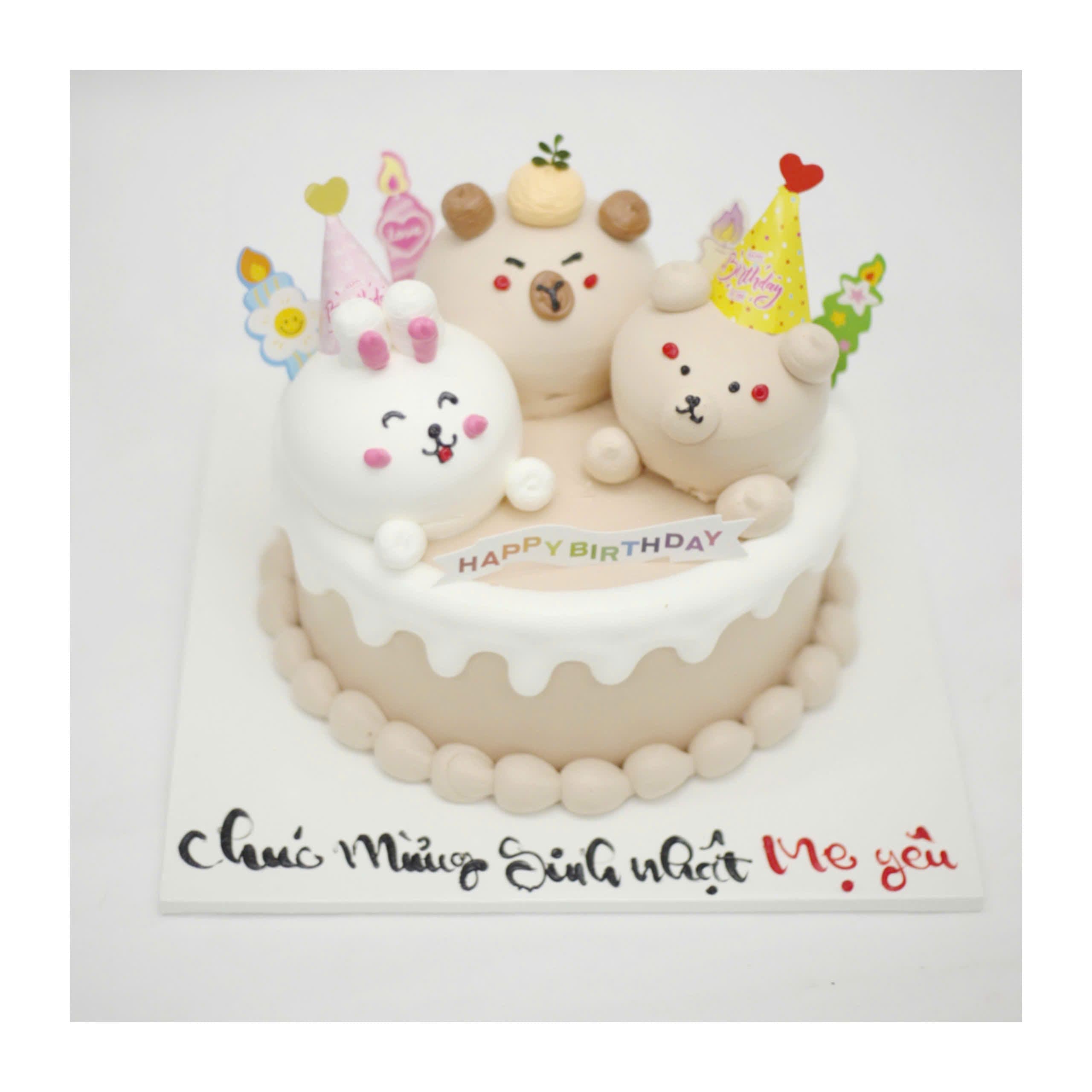 Bánh kem ba chú gấu và thỏ mini