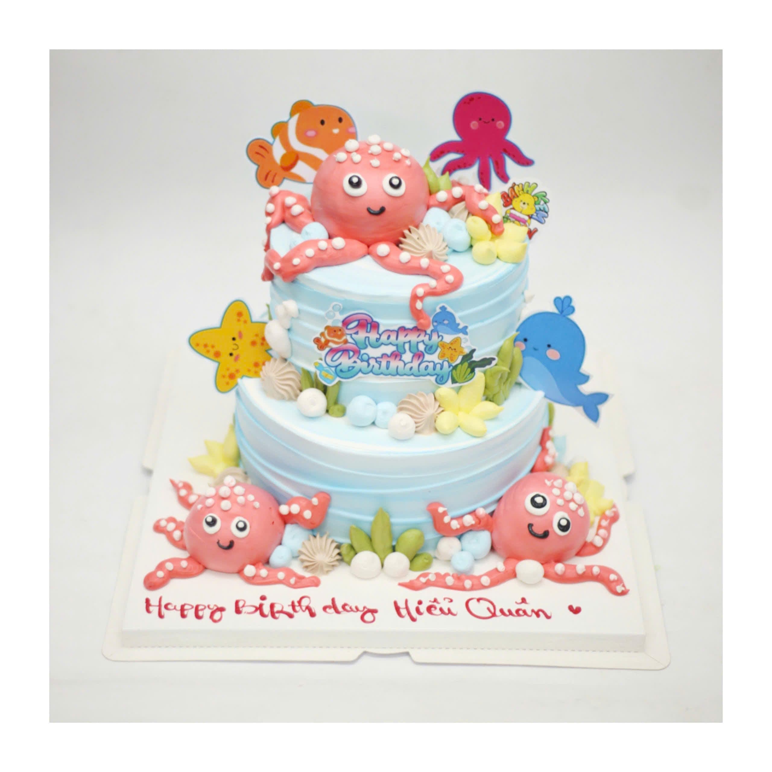 Bánh kem hai tầng đại dương và bạch tuộc