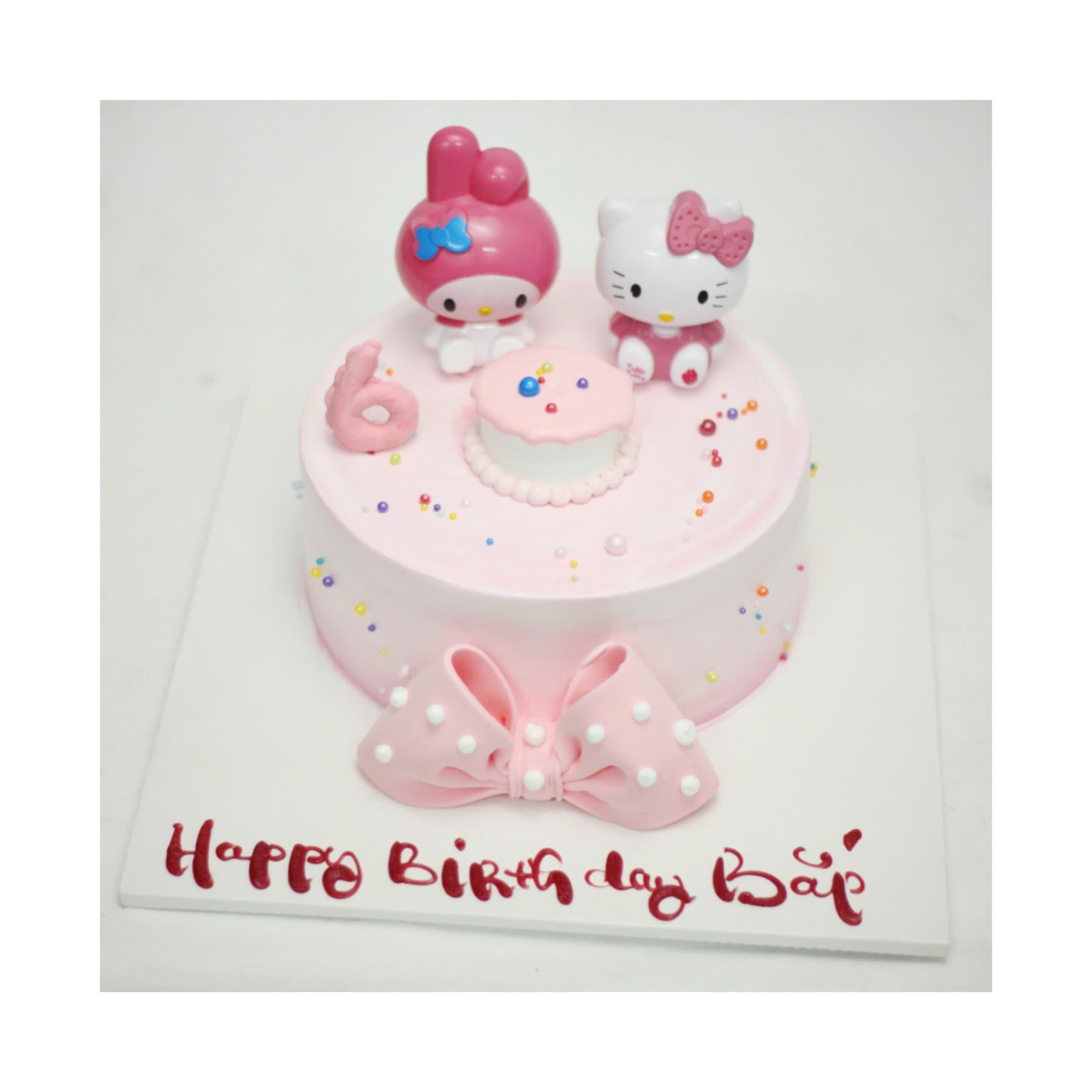 Bánh kem Hello Kitty và My Melody hồng