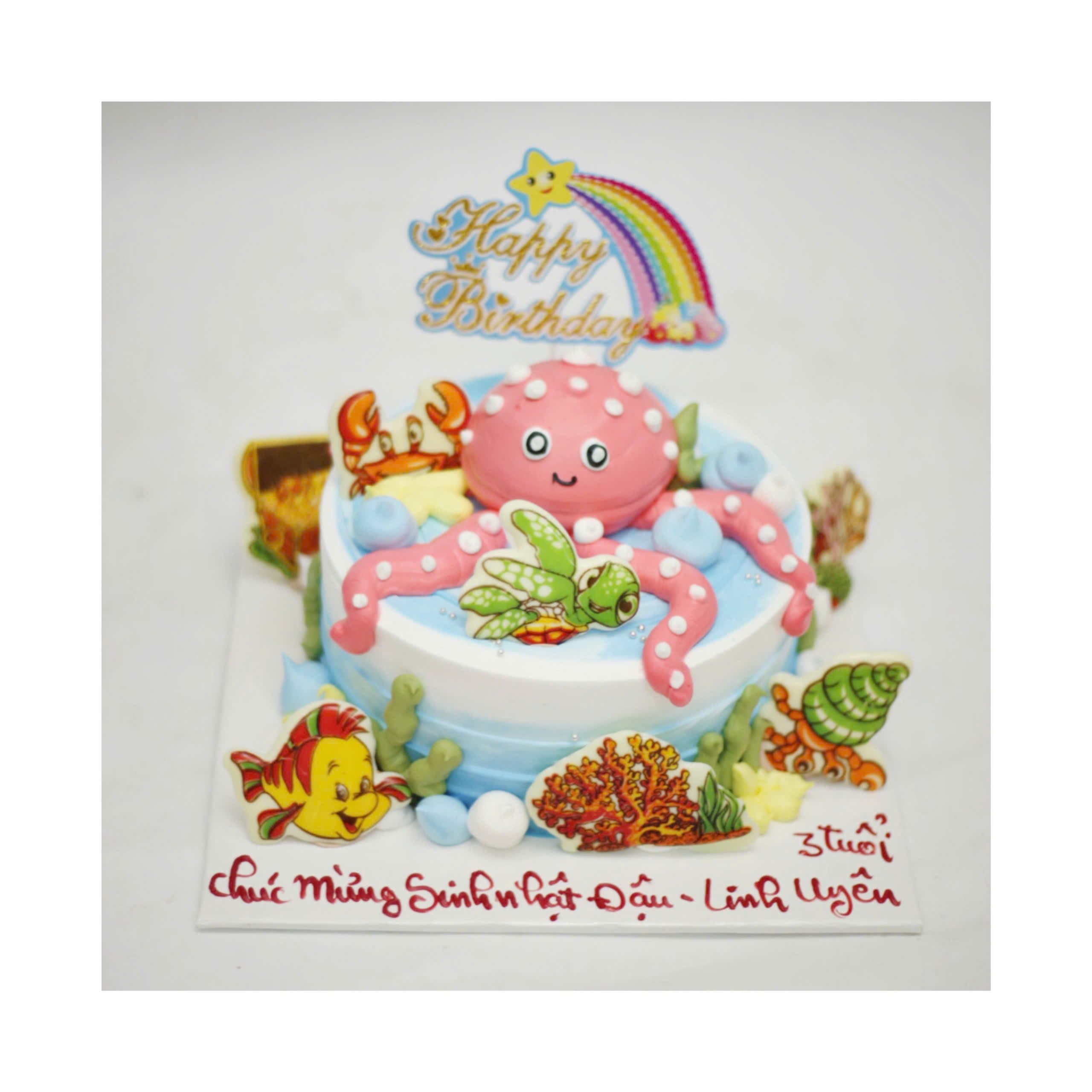 Bánh kem đại dương bạch tuộc hồng