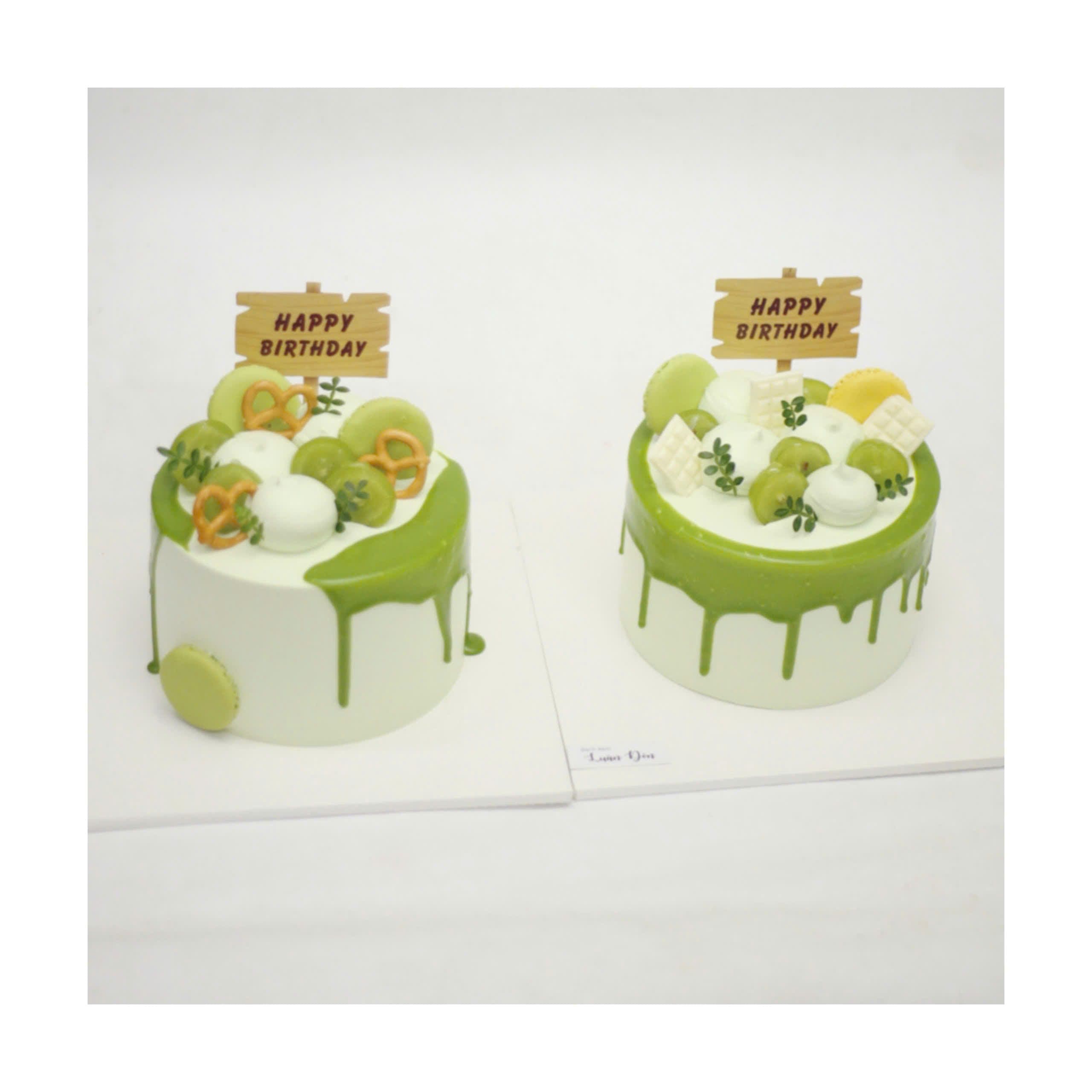 Cặp đôi bánh kem tone xanh lá