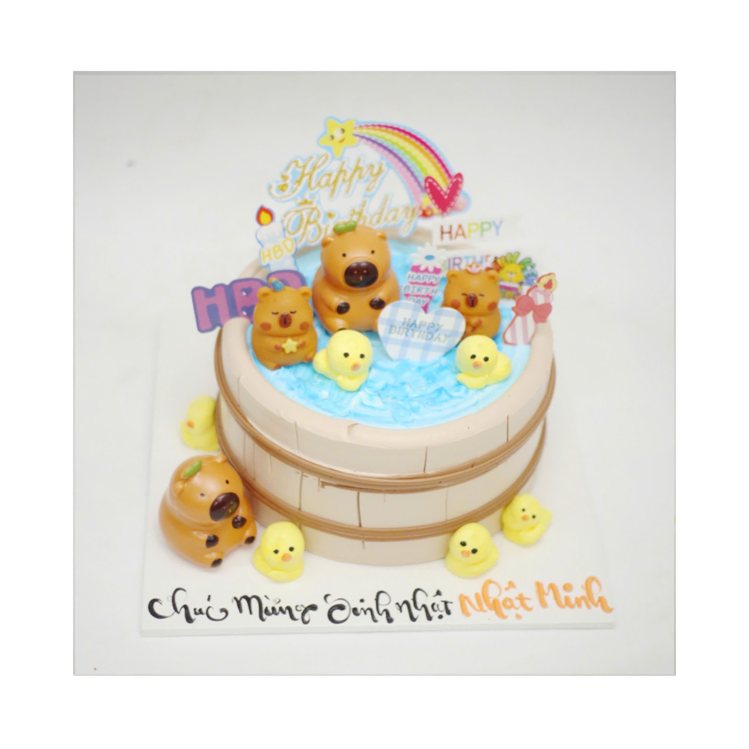 Bánh kem Capybara tắm bồn độc đáo