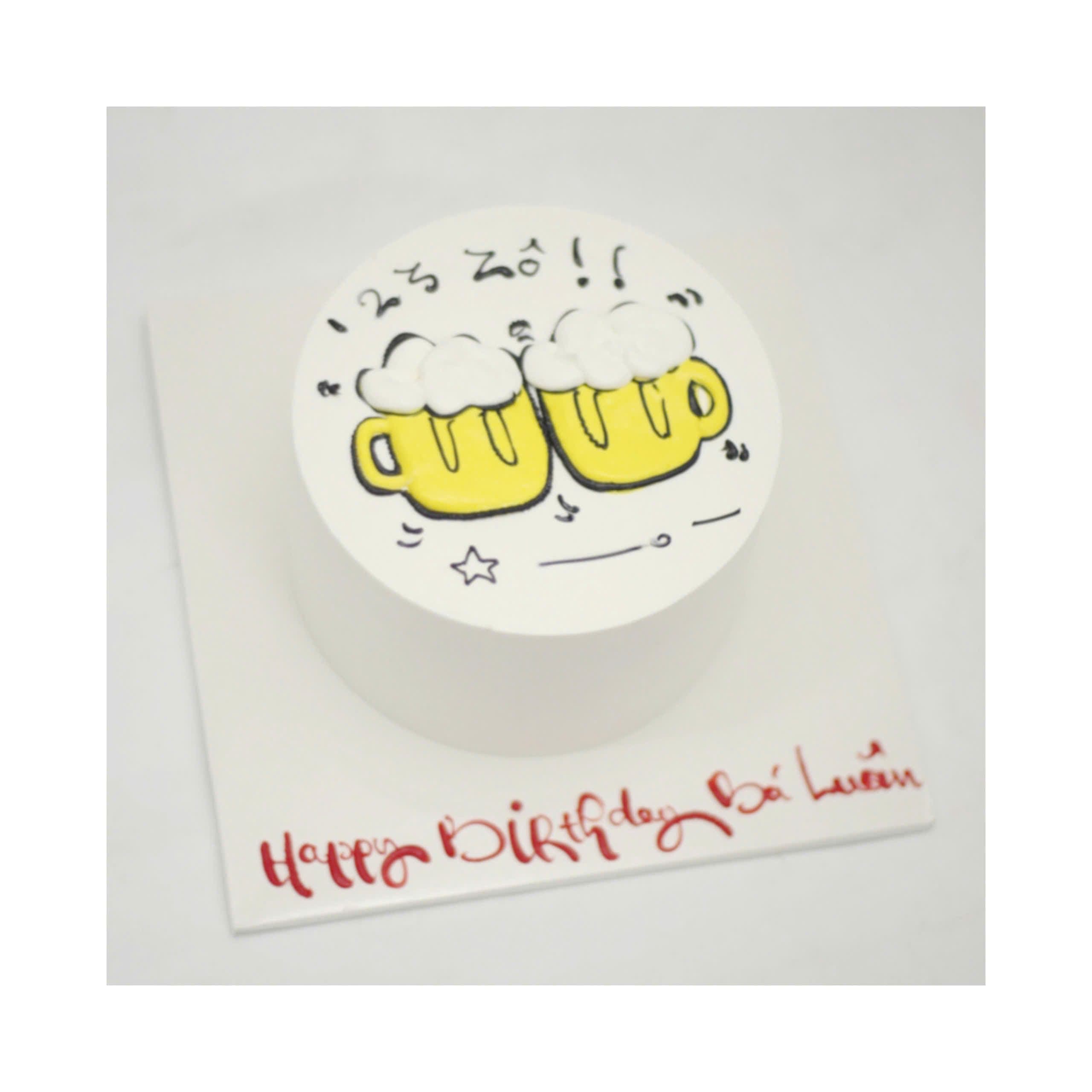 Bánh kem vẽ hình hai cốc bia