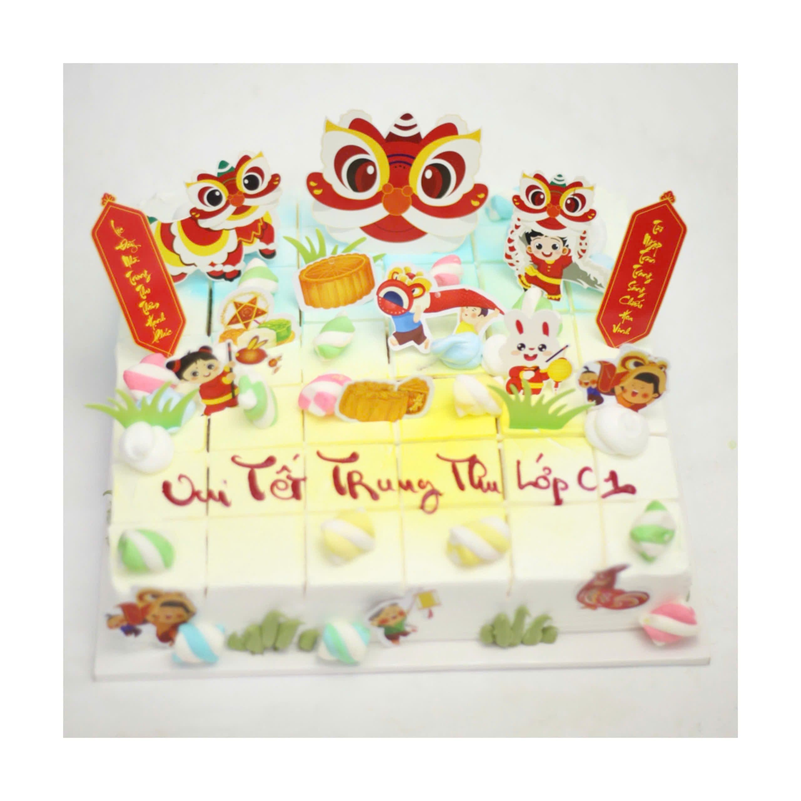 Bánh kem cắt miếng Trung thu nhiều màu