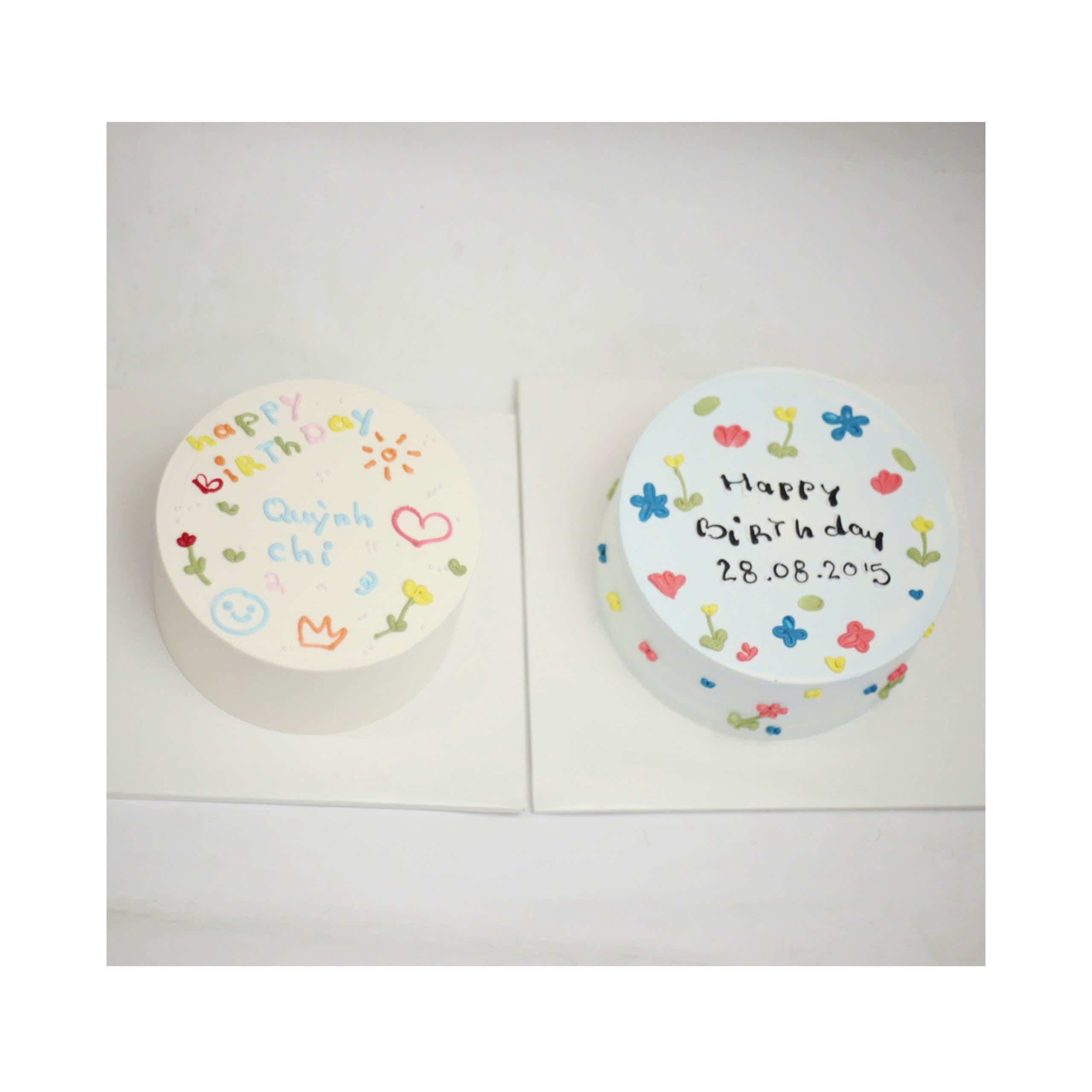 Cặp bánh kem bento vẽ hoa mini