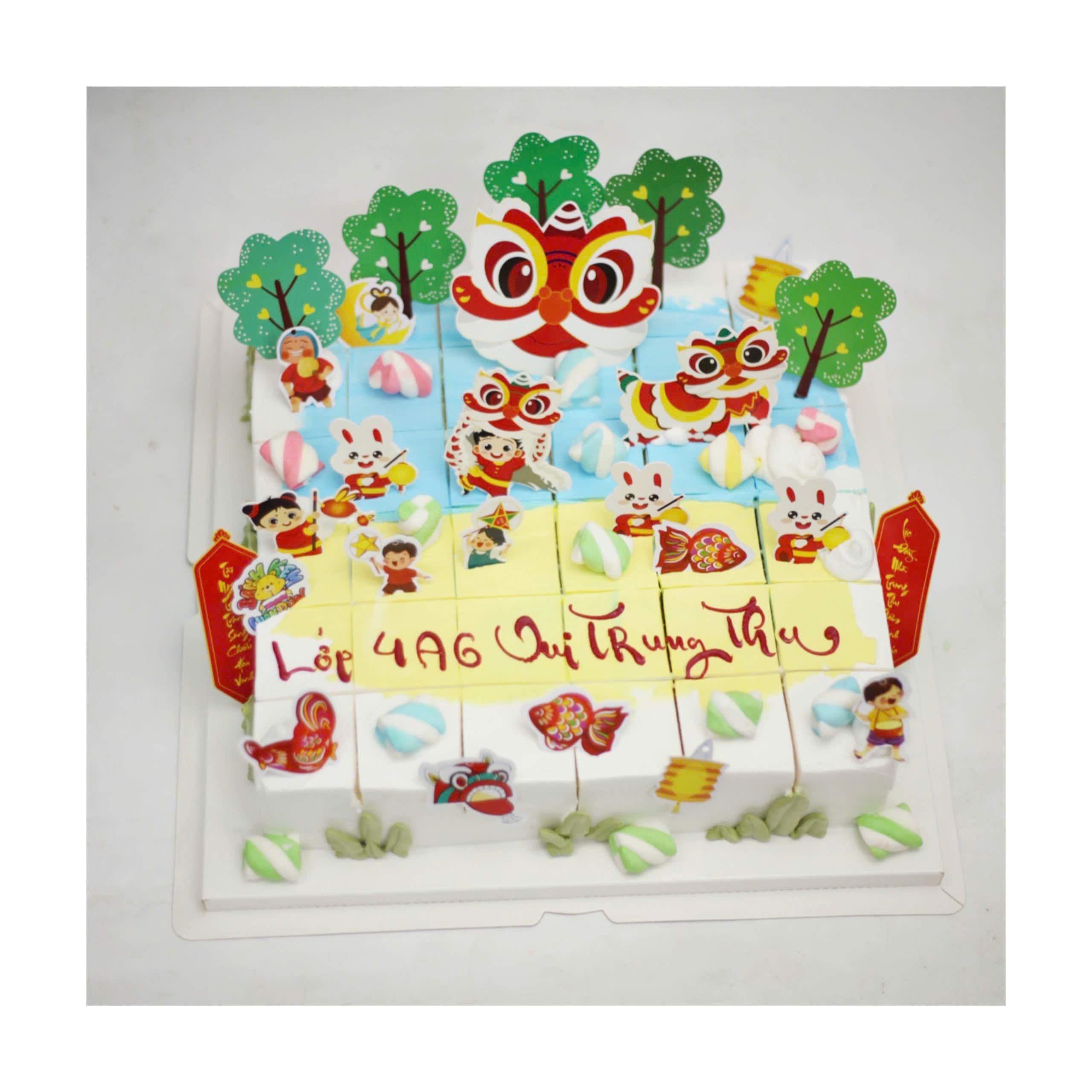 Bánh kem cắt miếng chủ đề Trung thu