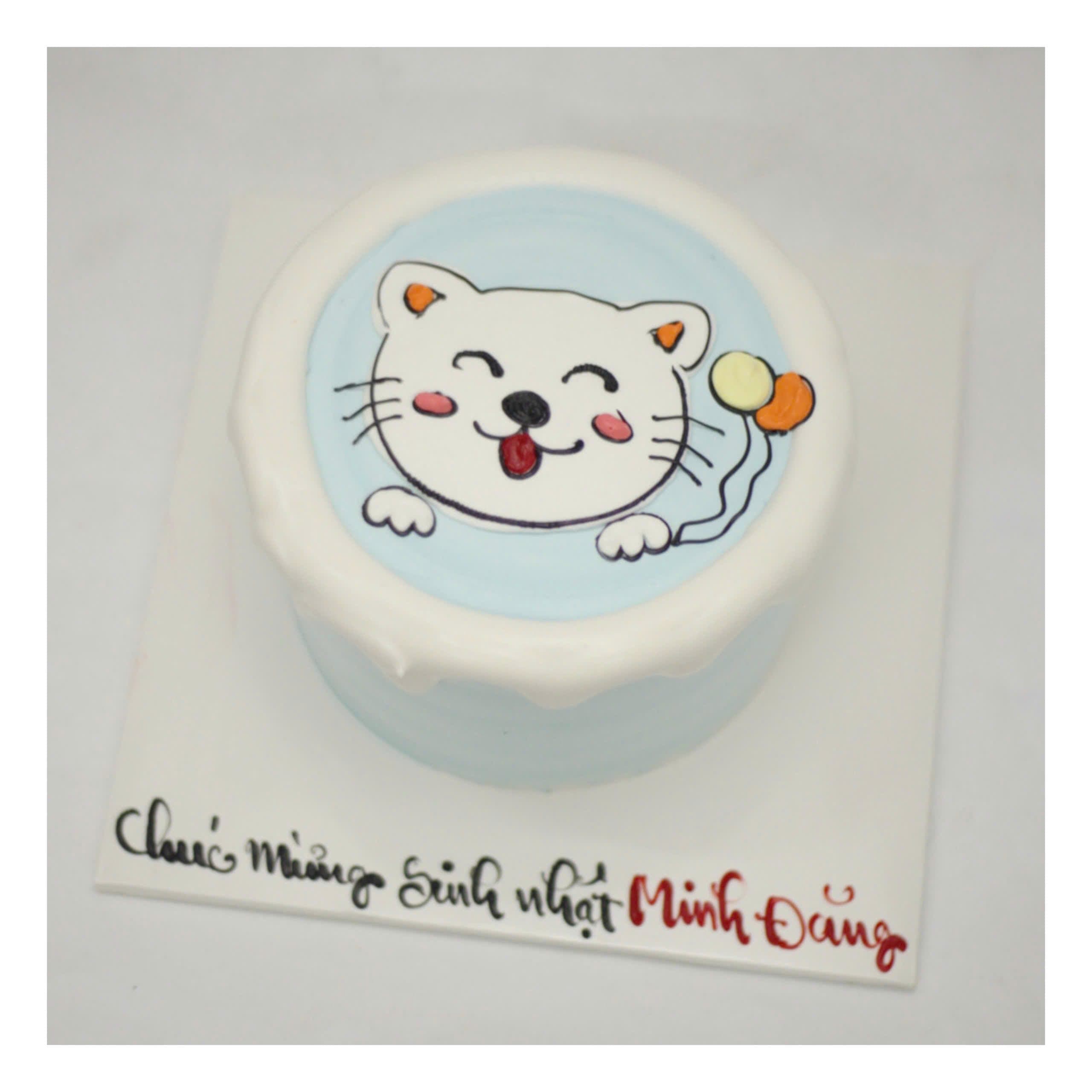 Bánh kem vẽ hình con mèo dễ thương