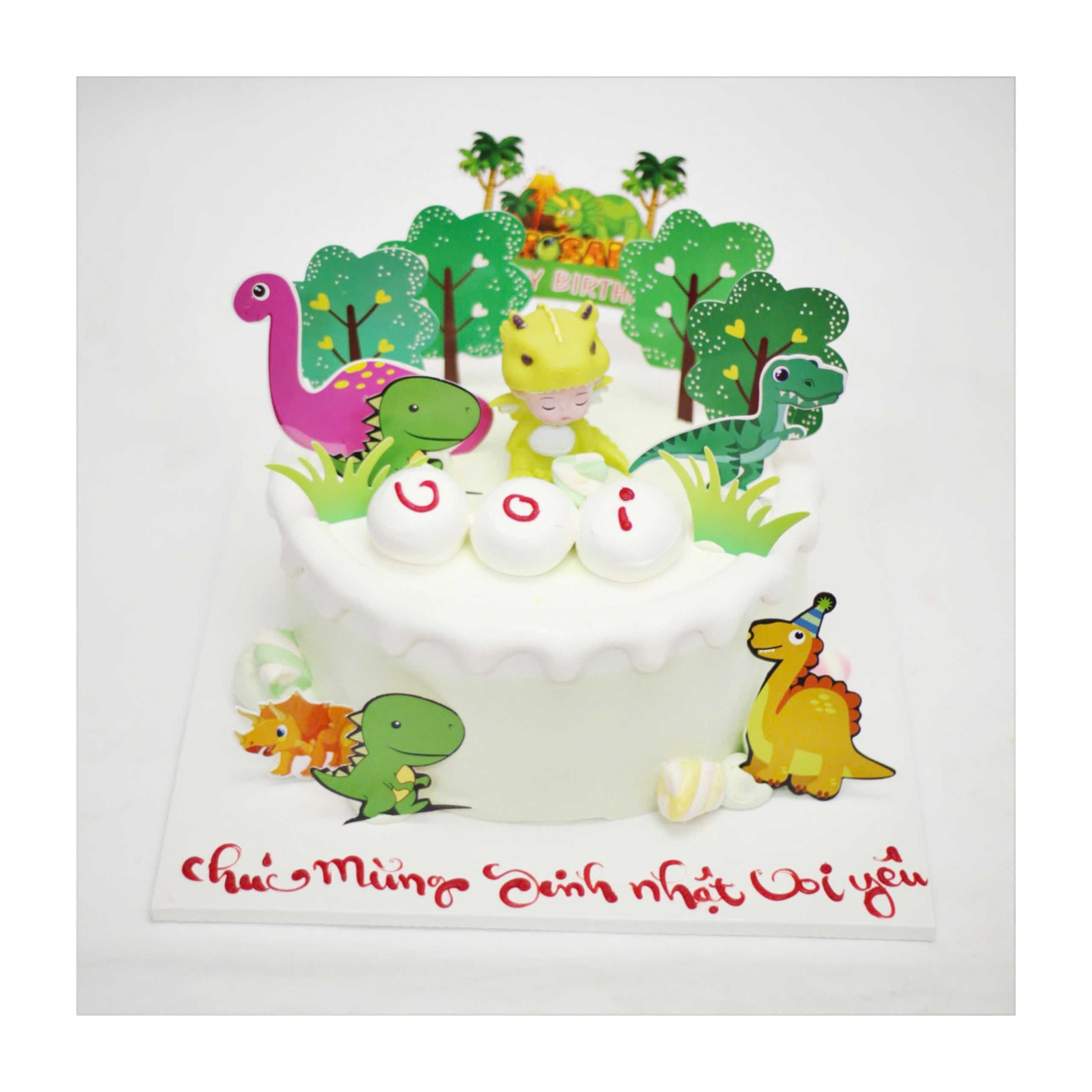 Bánh kem thế giới khủng long xanh