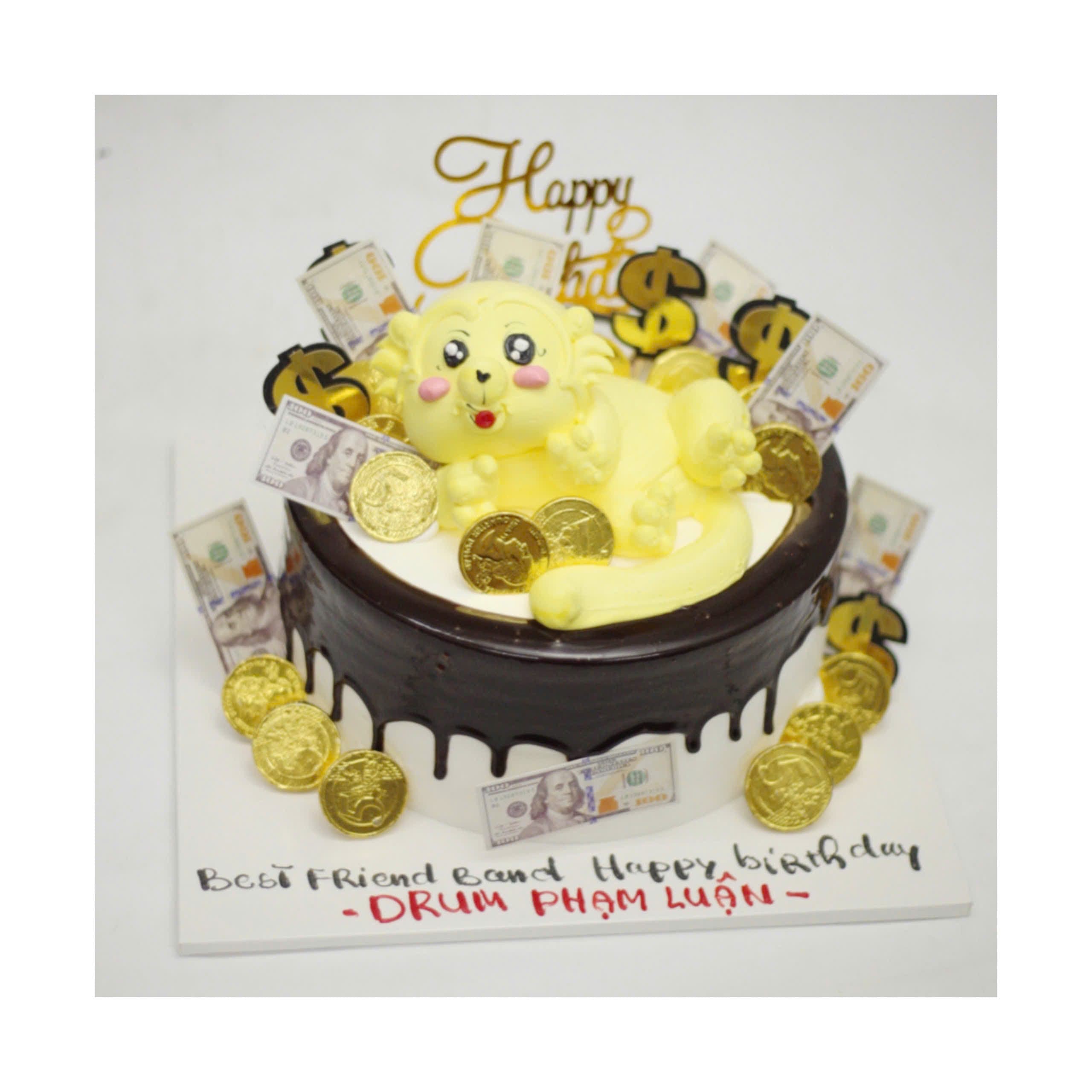 Bánh kem mèo vàng may mắn Dolla