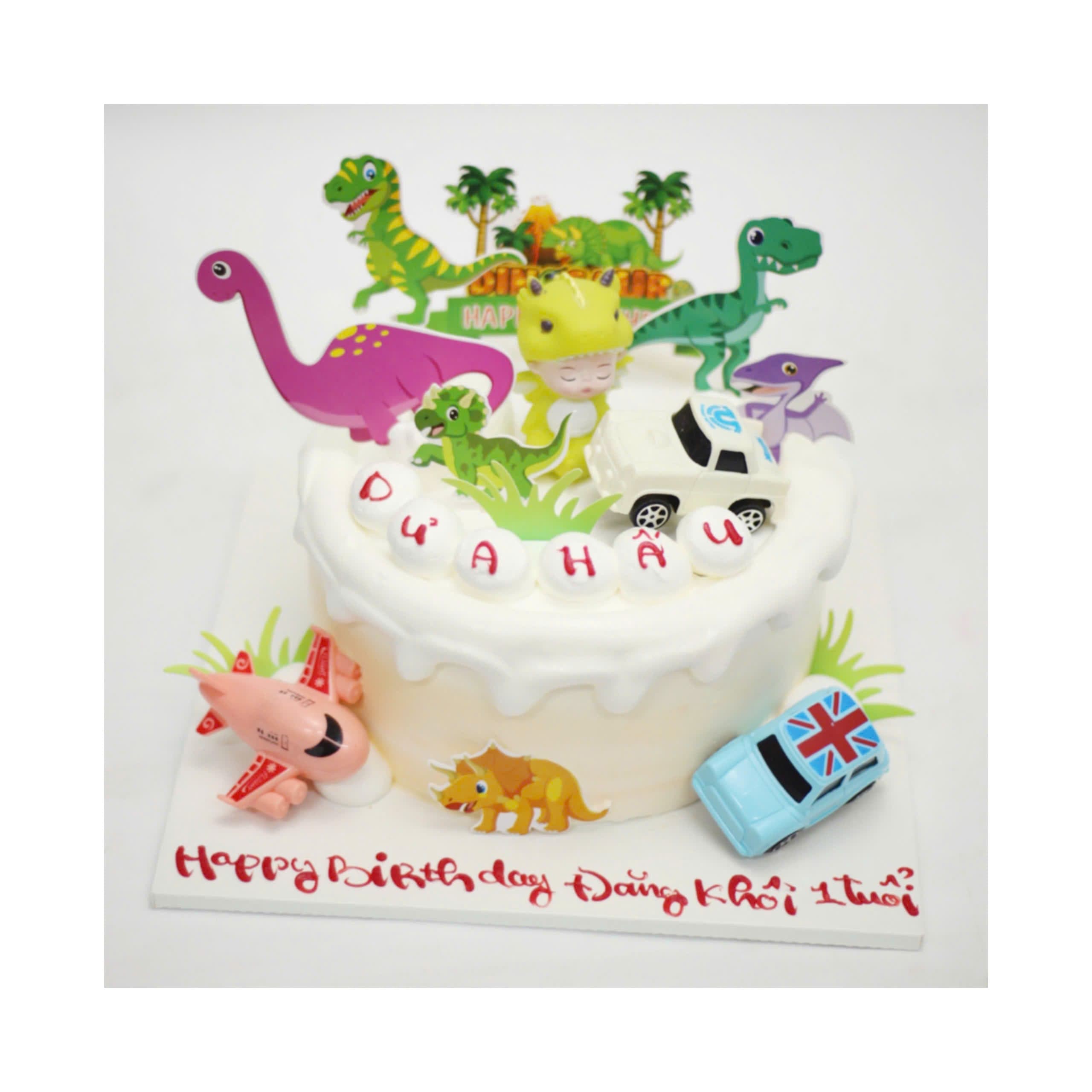 Bánh kem Khủng long và Đồ chơi Oto