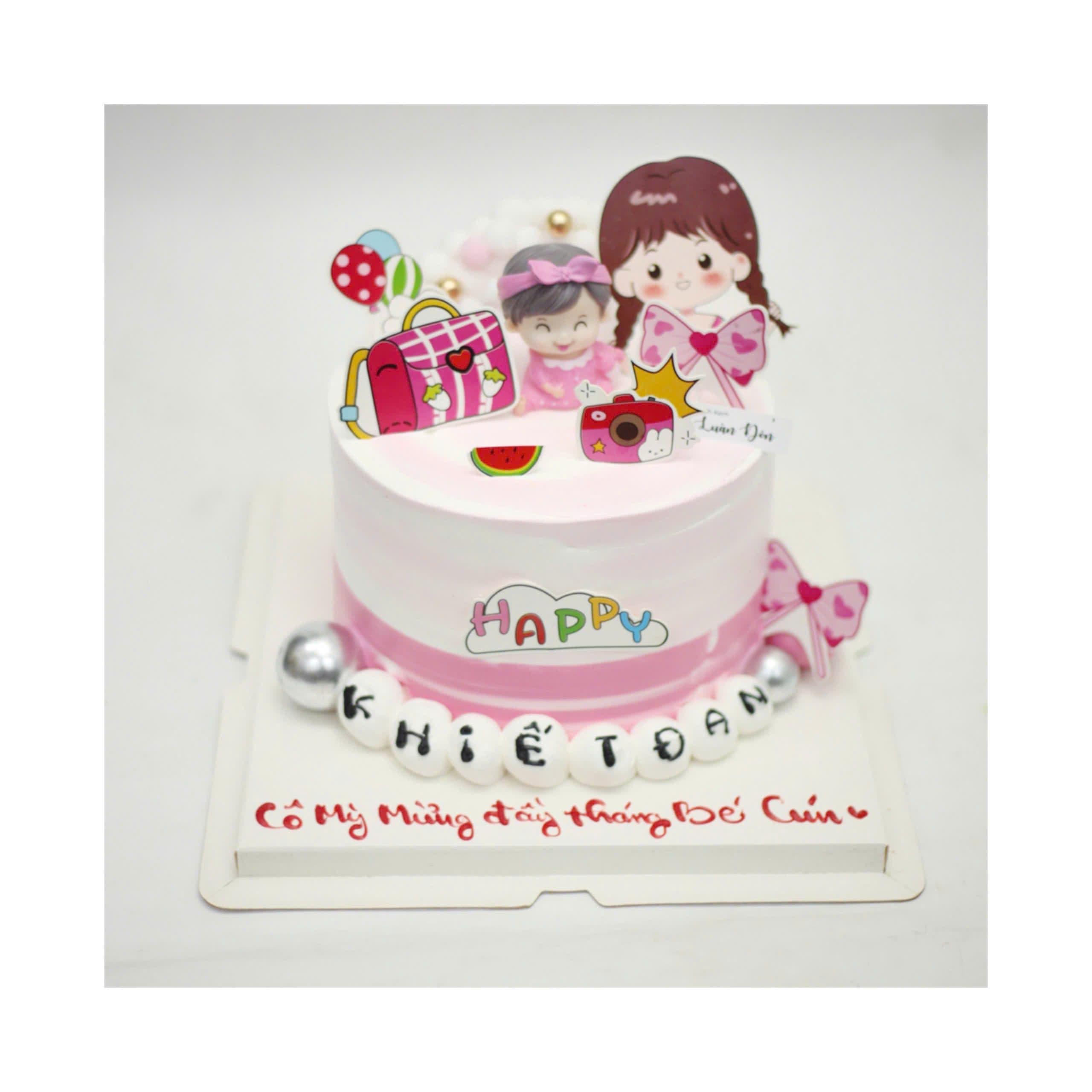 Bánh kem Đầy tháng bé Cún hồng