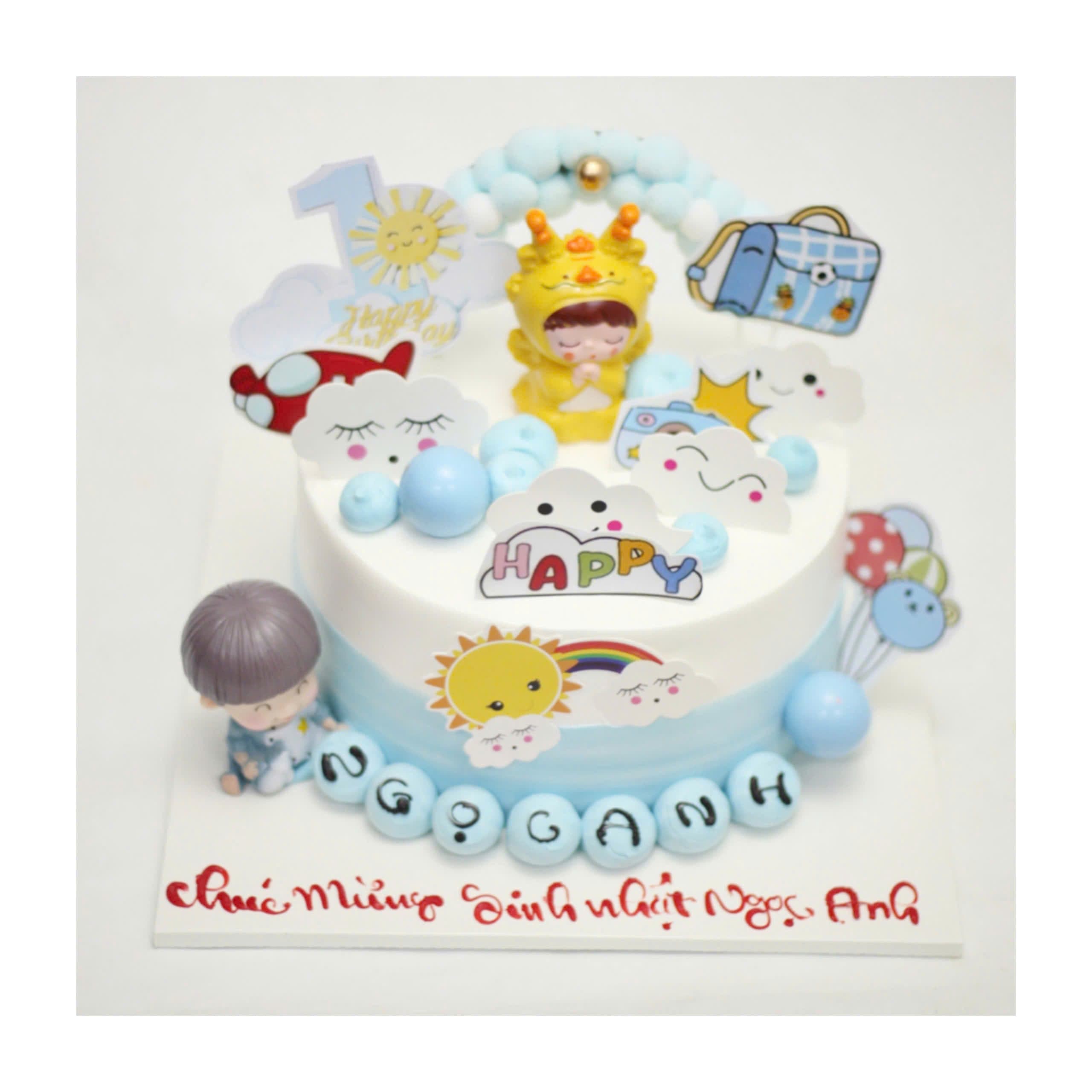 Bánh sinh nhật thôi nôi bé trai dễ thương