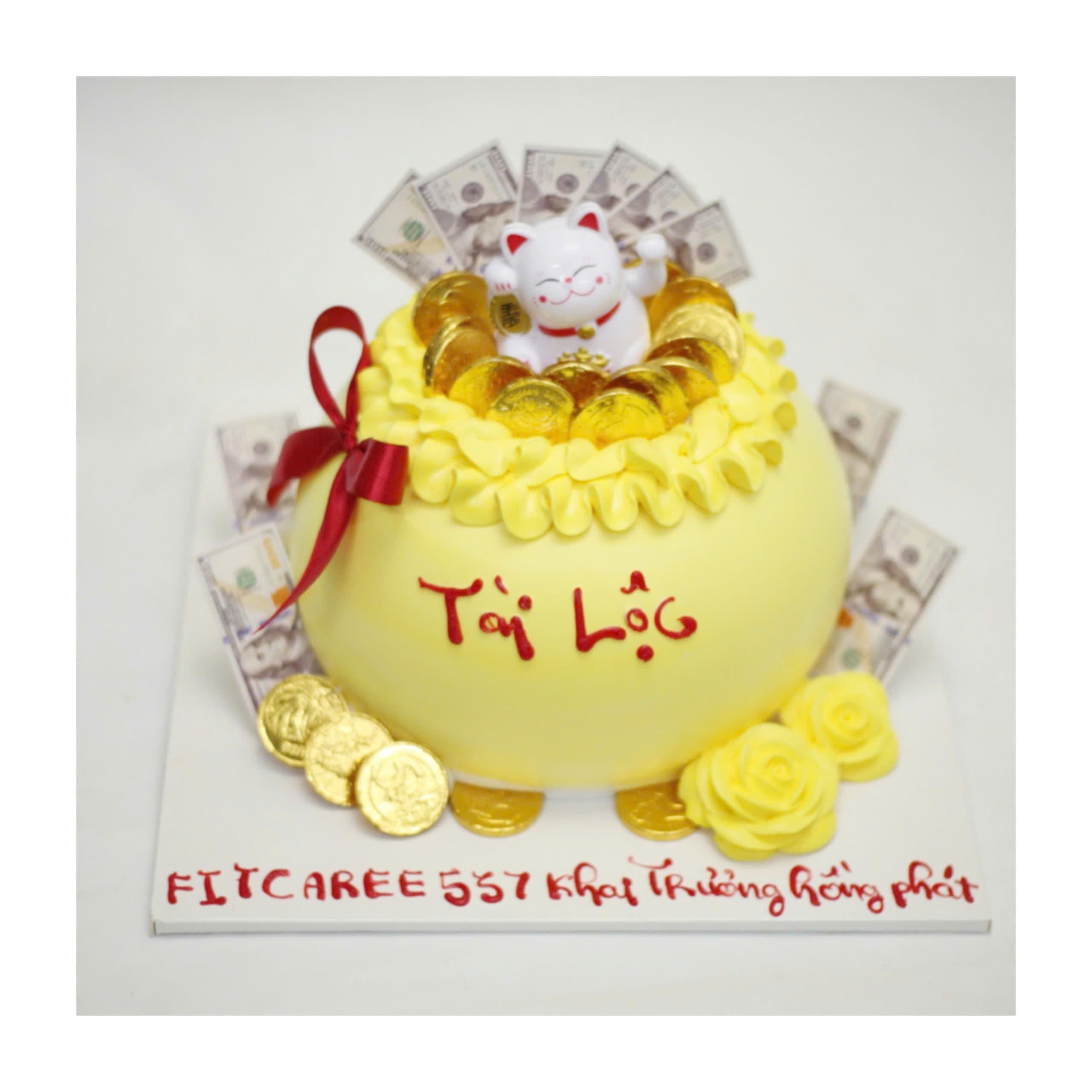Bánh hũ vàng mèo thần tài khai trương
