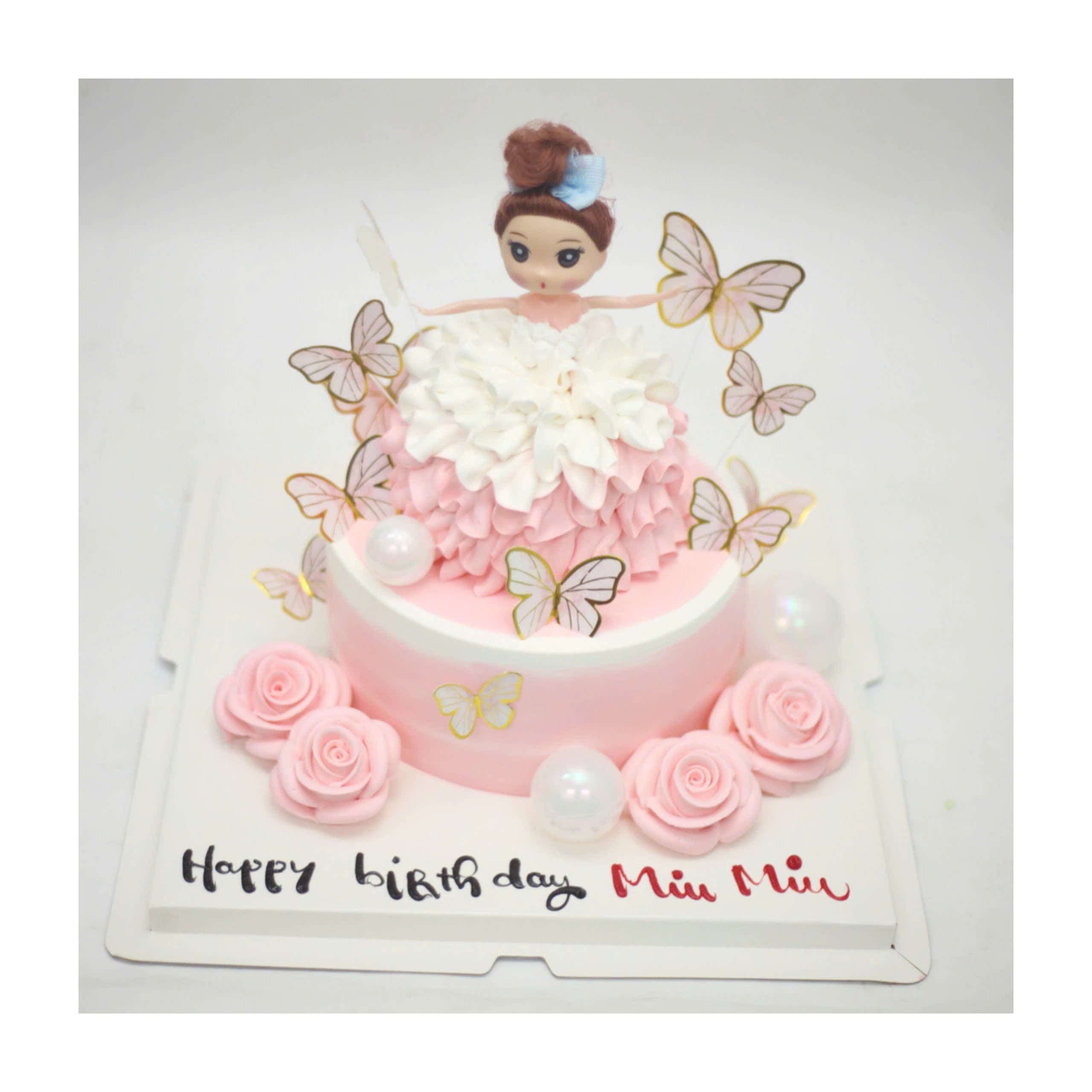 Bánh kem búp bê công chúa váy hồng