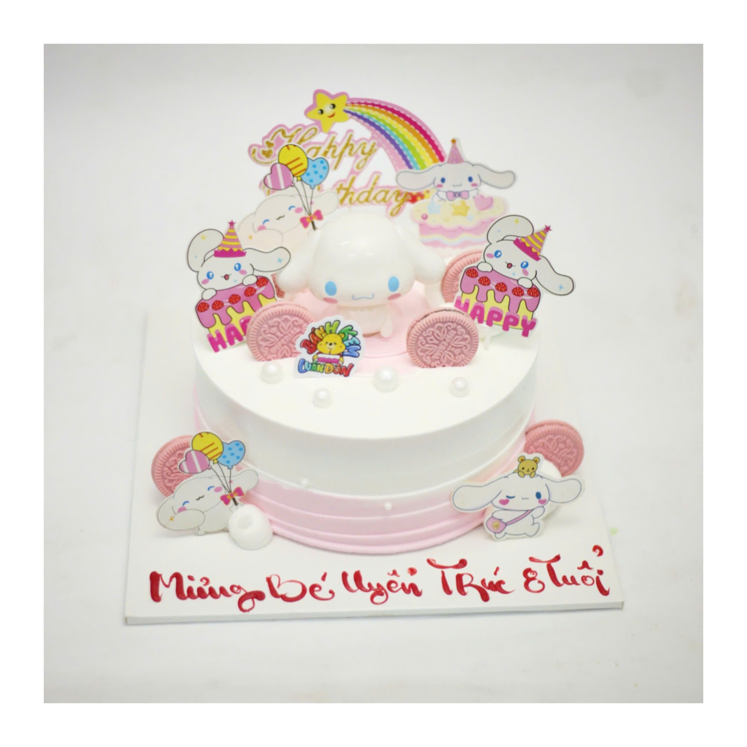 Bánh kem Cinnamoroll hồng trắng cho bé gái