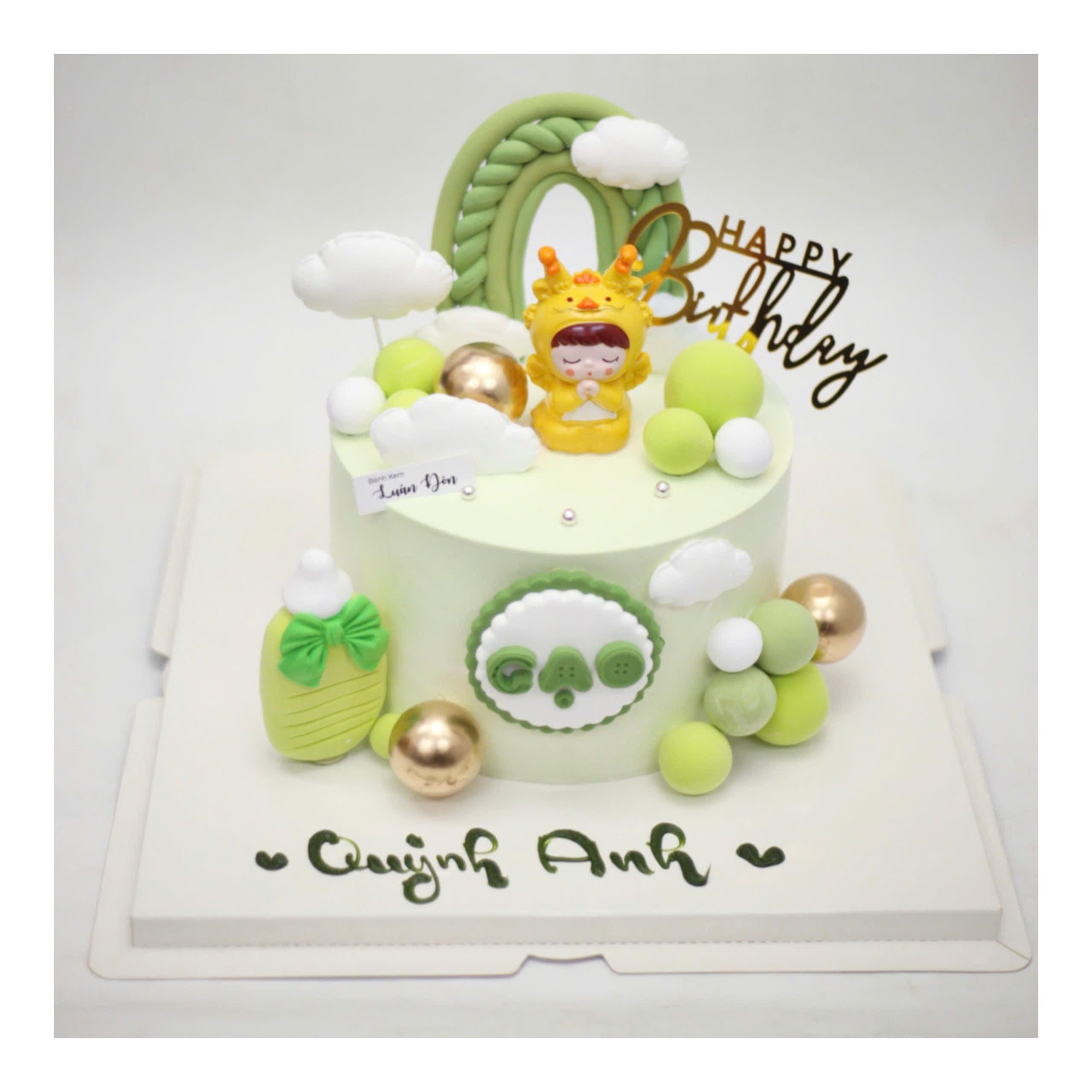 Bánh kem bé rồng xanh lá thôi nôi