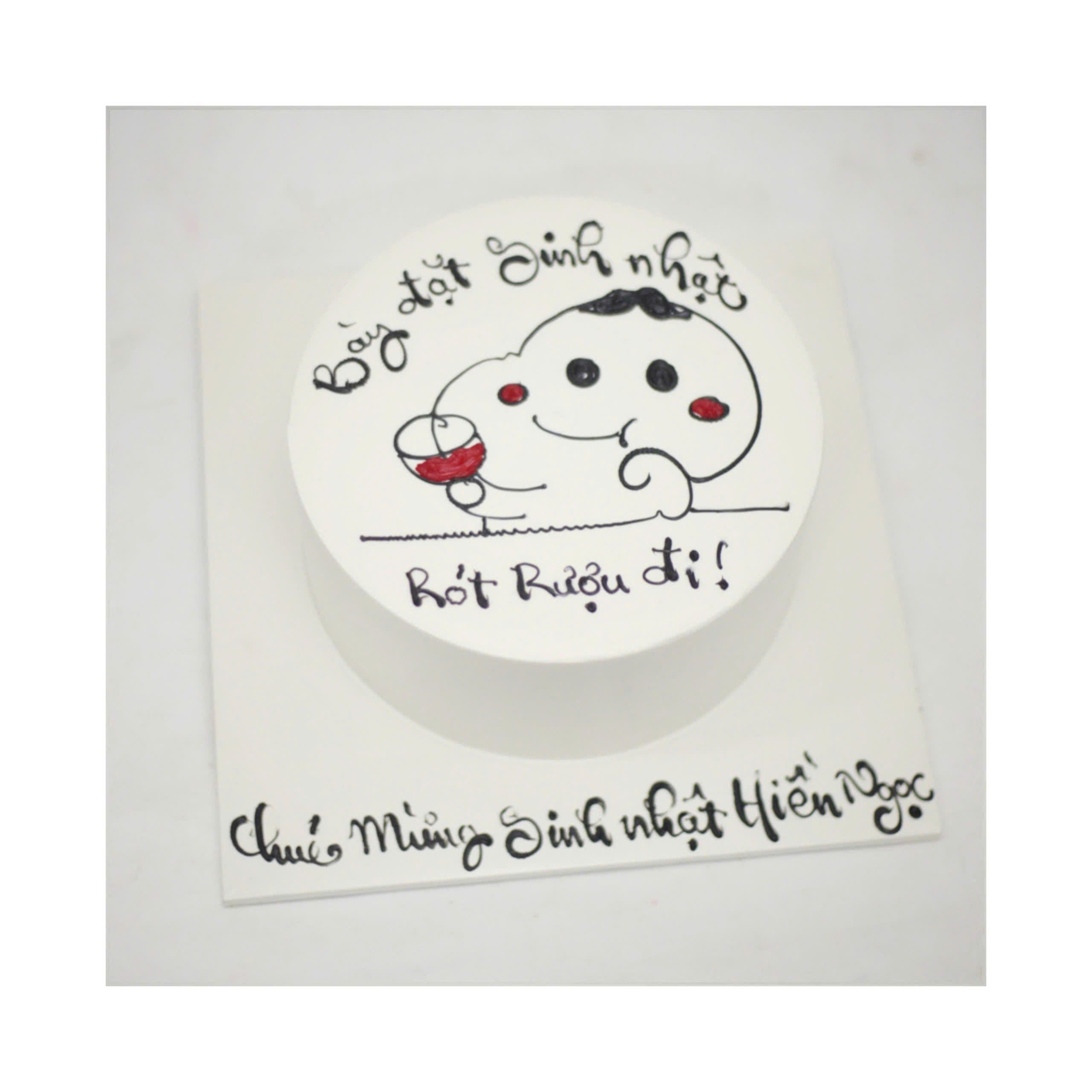 Bánh vẽ hình hài hước rót rượu đi