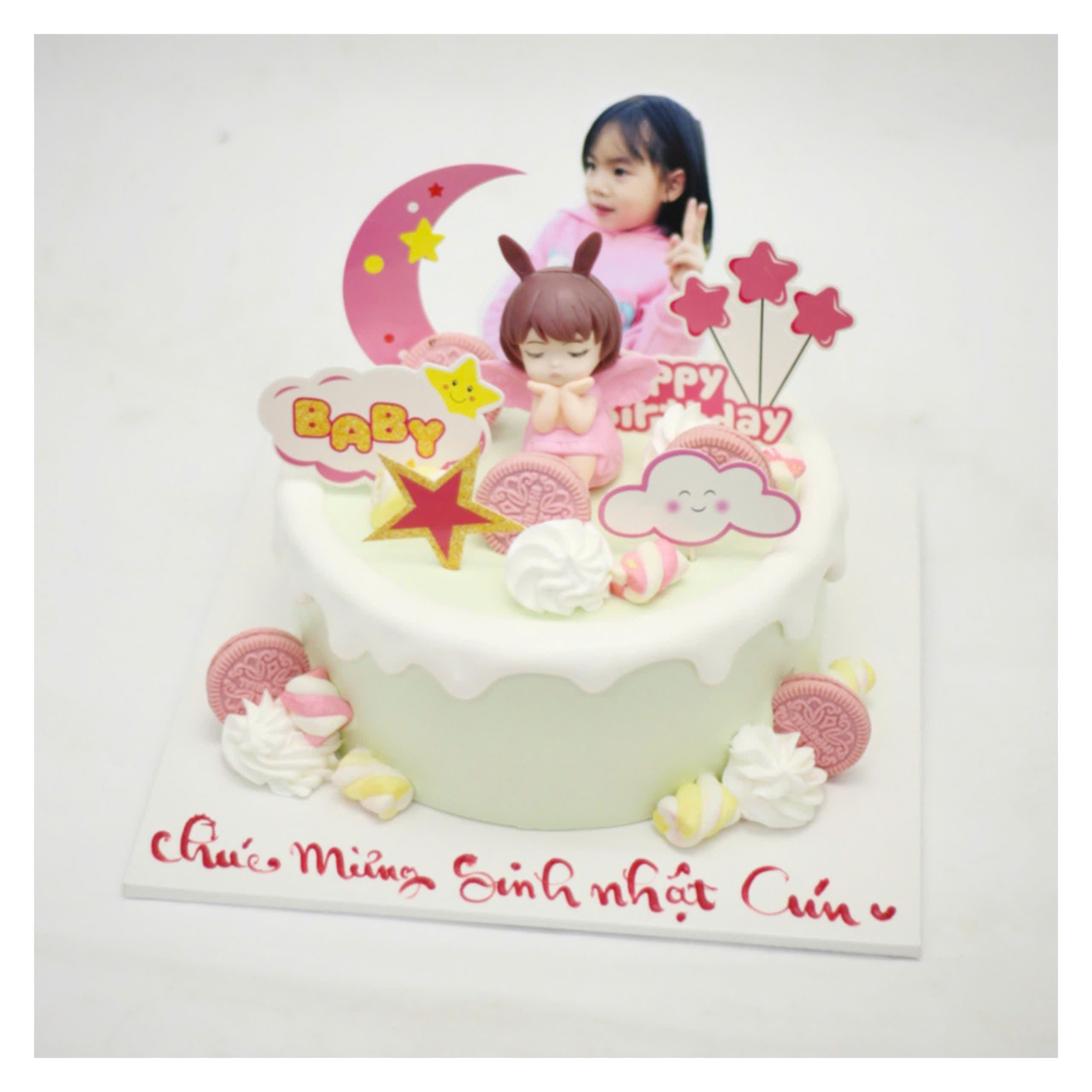 Bánh kem tone xanh mint thiên thần nhỏ