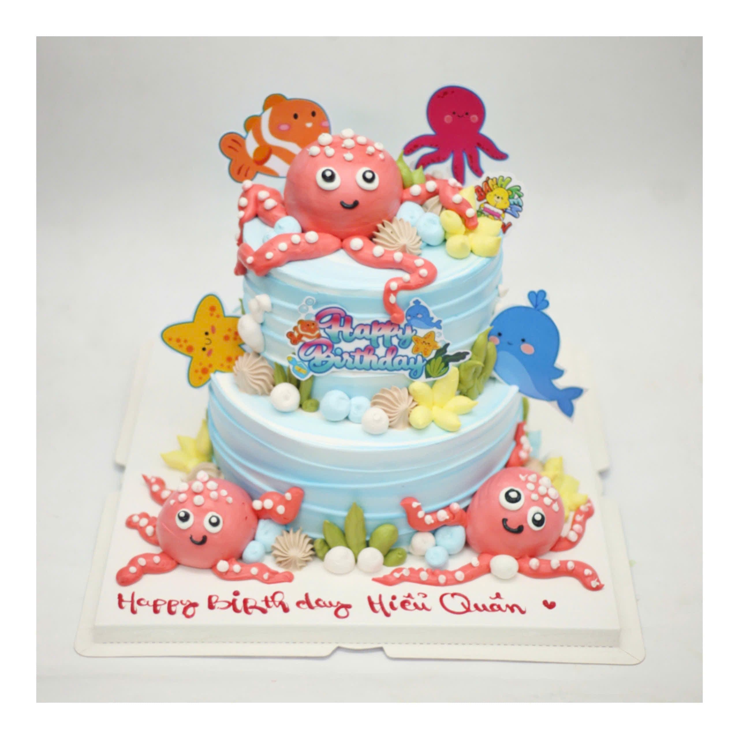 Bánh kem hai tầng đại dương bạch tuộc